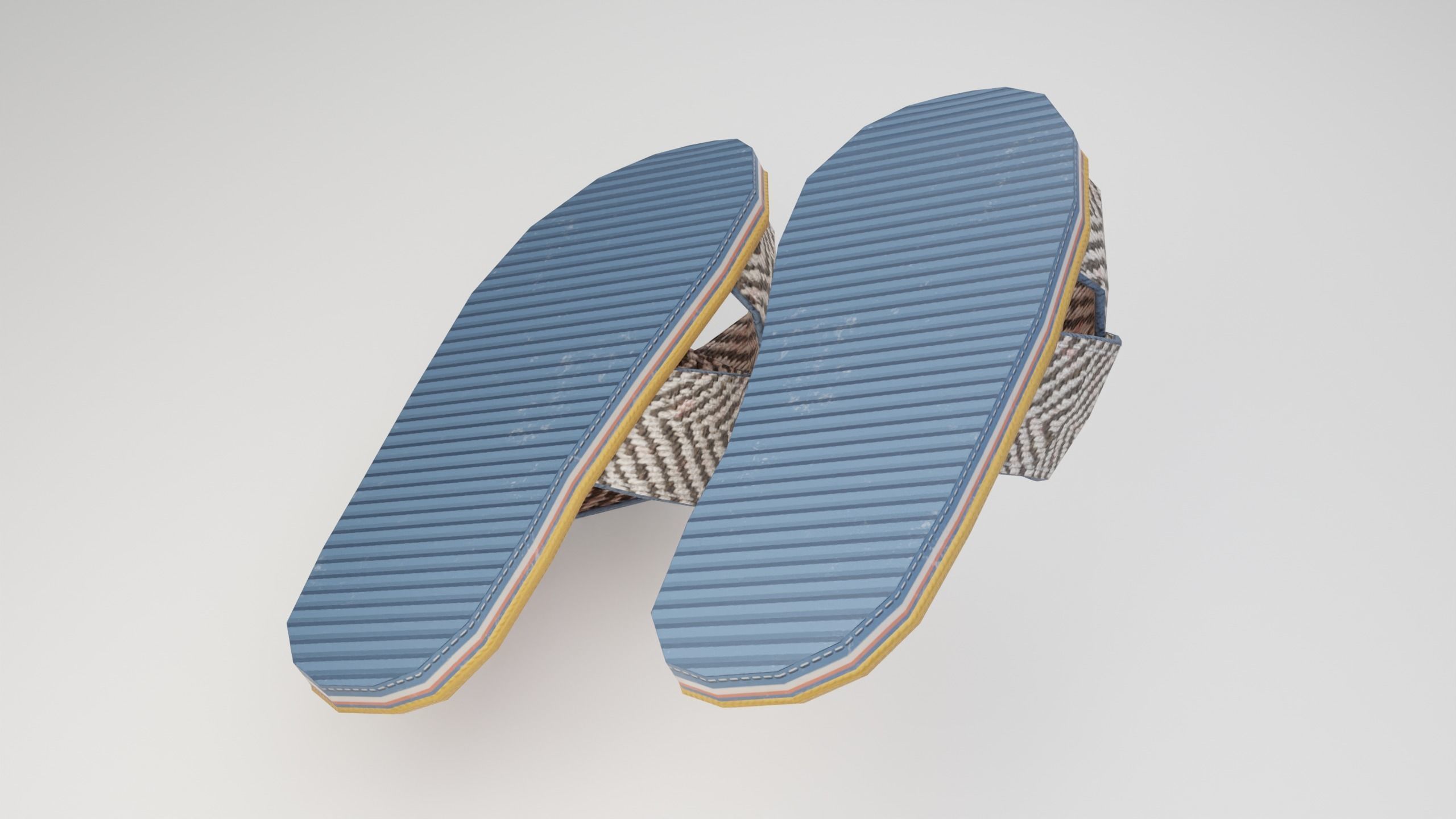 Orange Slippers Low-poly 3D model_3