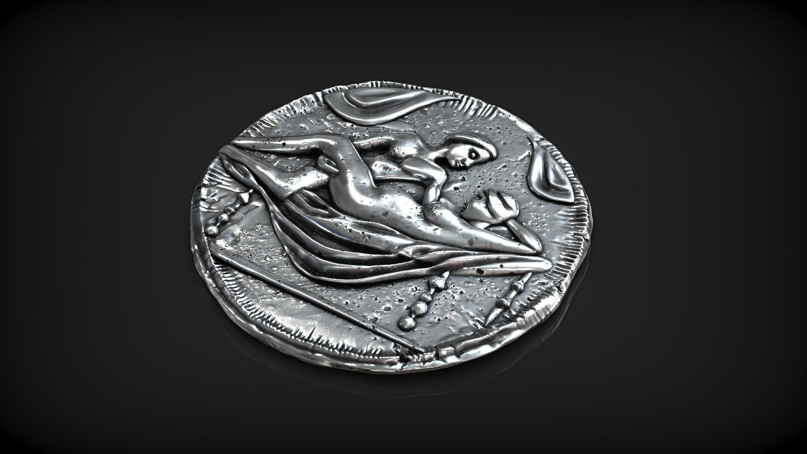 Spintria Rare Ancient Roman Token Antique Coin Number I 3D print model_3