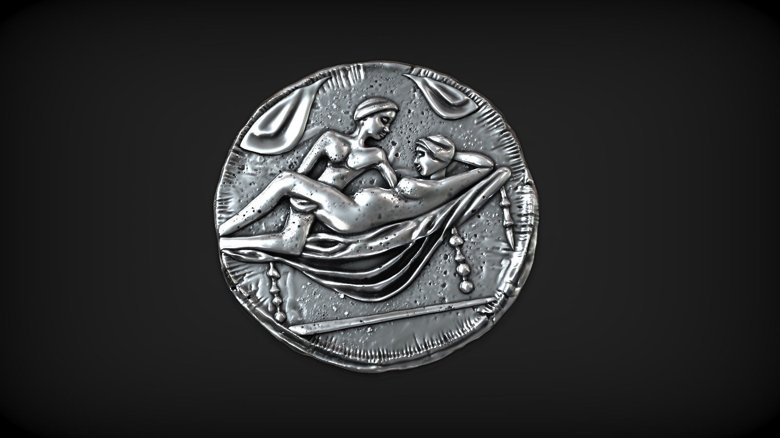 Spintria Rare Ancient Roman Token Antique Coin Number I 3D print model_1