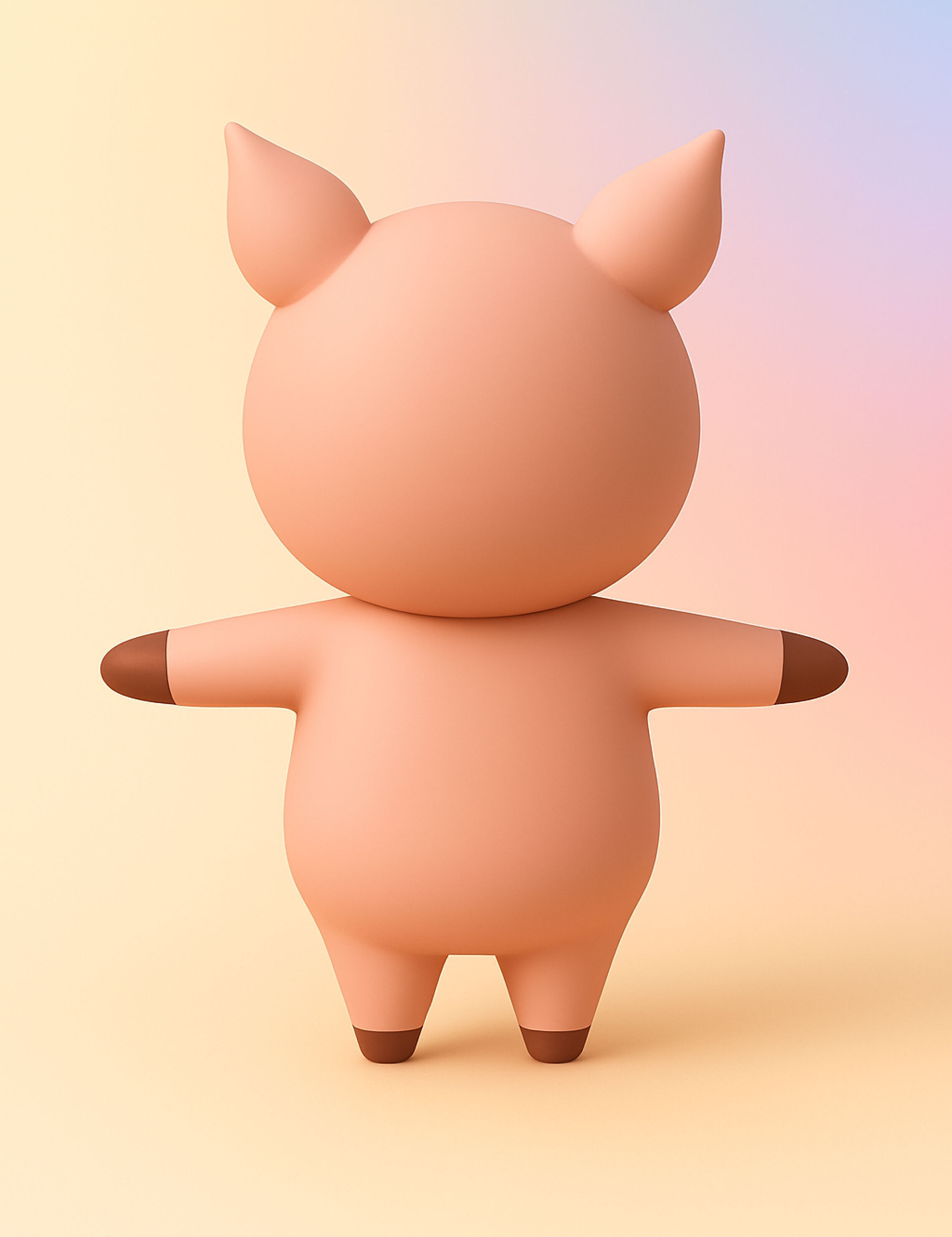 Charming Pig Cartoon Low-poly 3D model_3