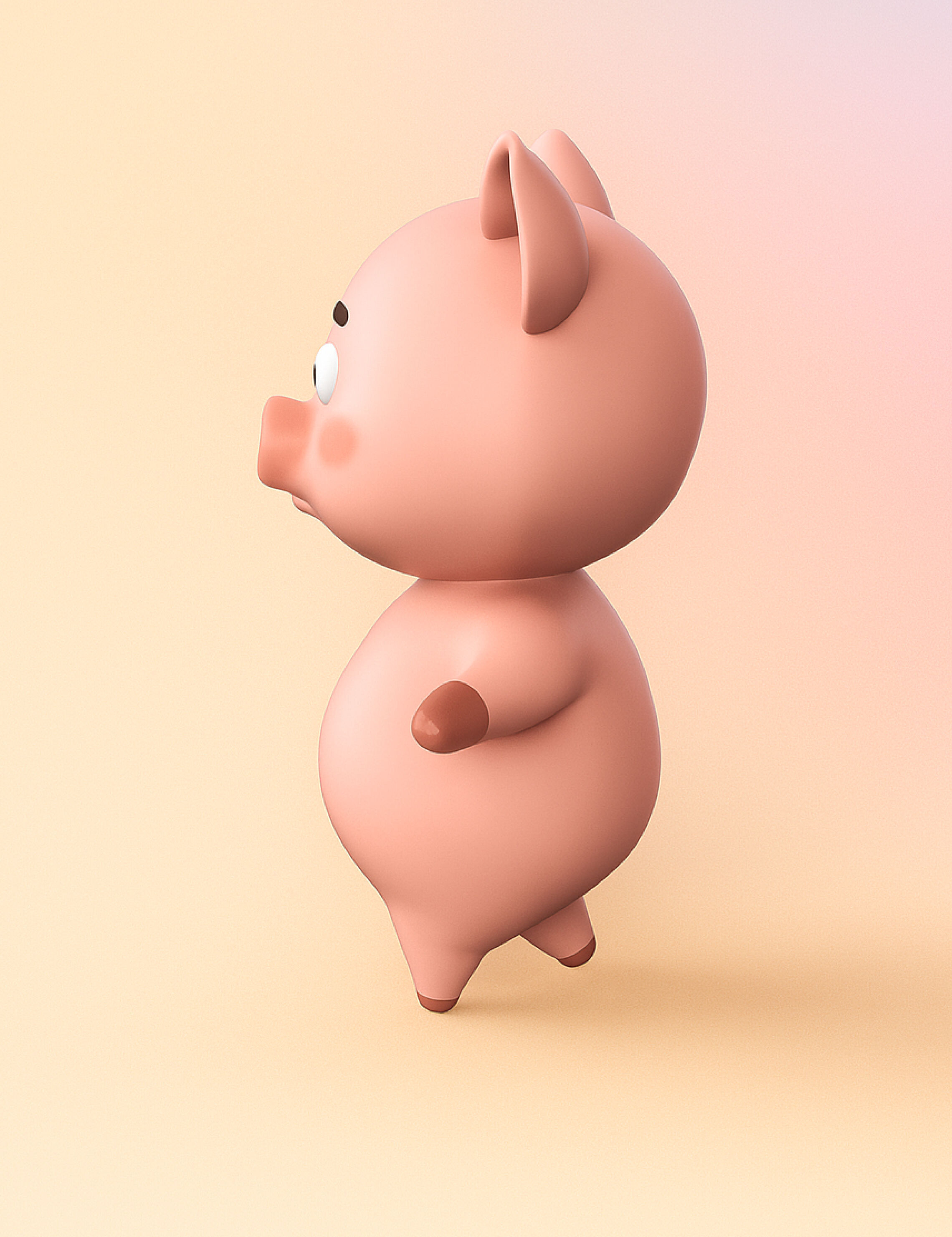Charming Pig Cartoon Low-poly 3D model_4