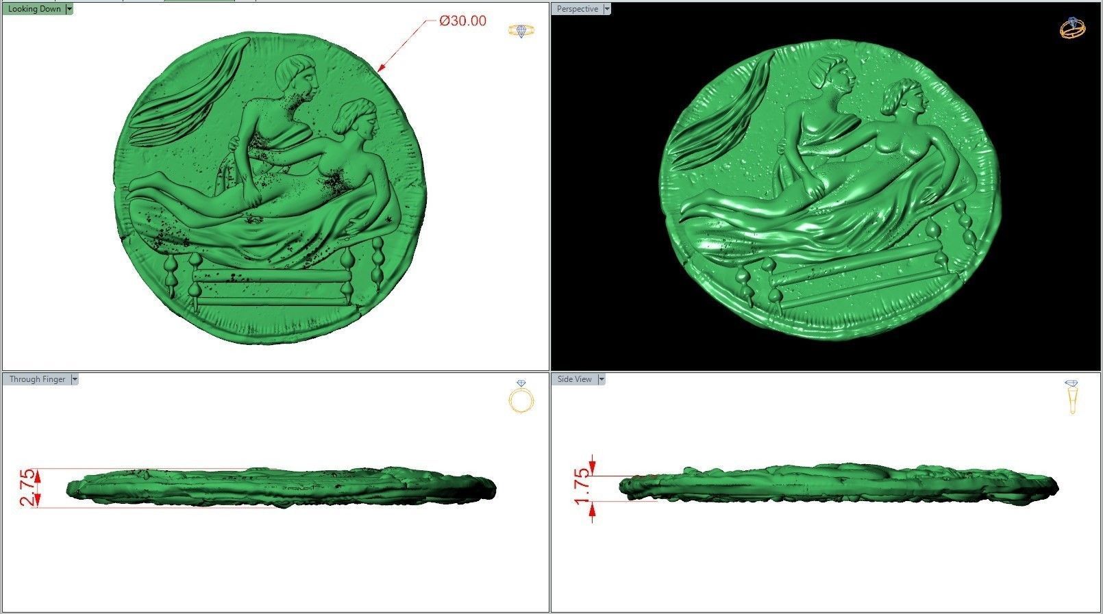 Spintria Rare Ancient Roman Token Antique Coin Number II 3D print model_6