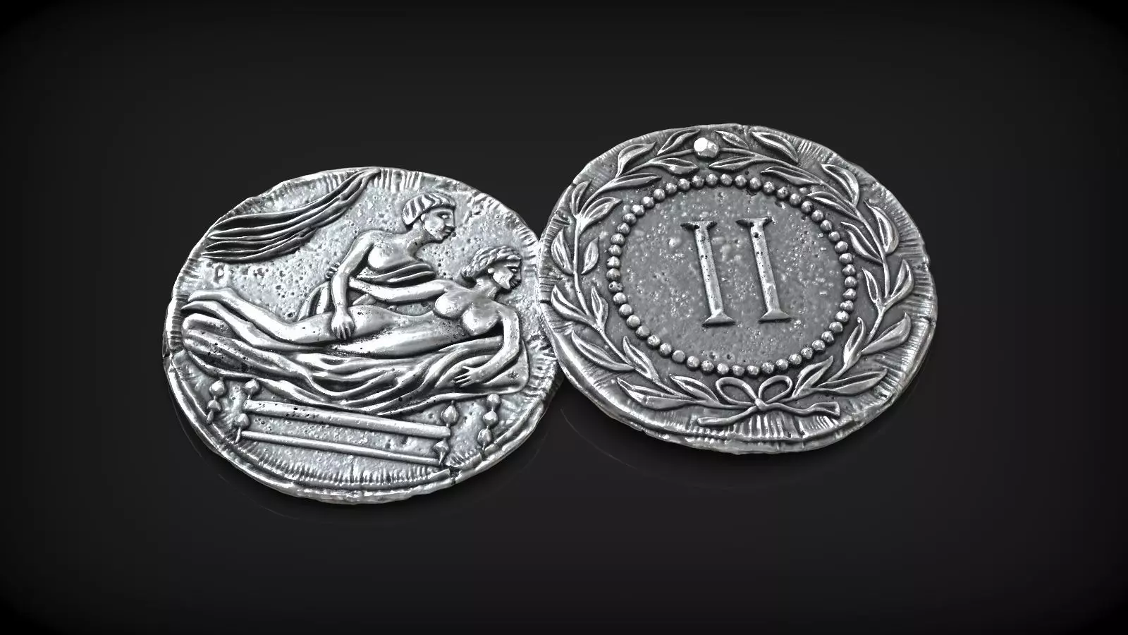 Spintria Rare Ancient Roman Token Antique Coin Number II 3D print model_0