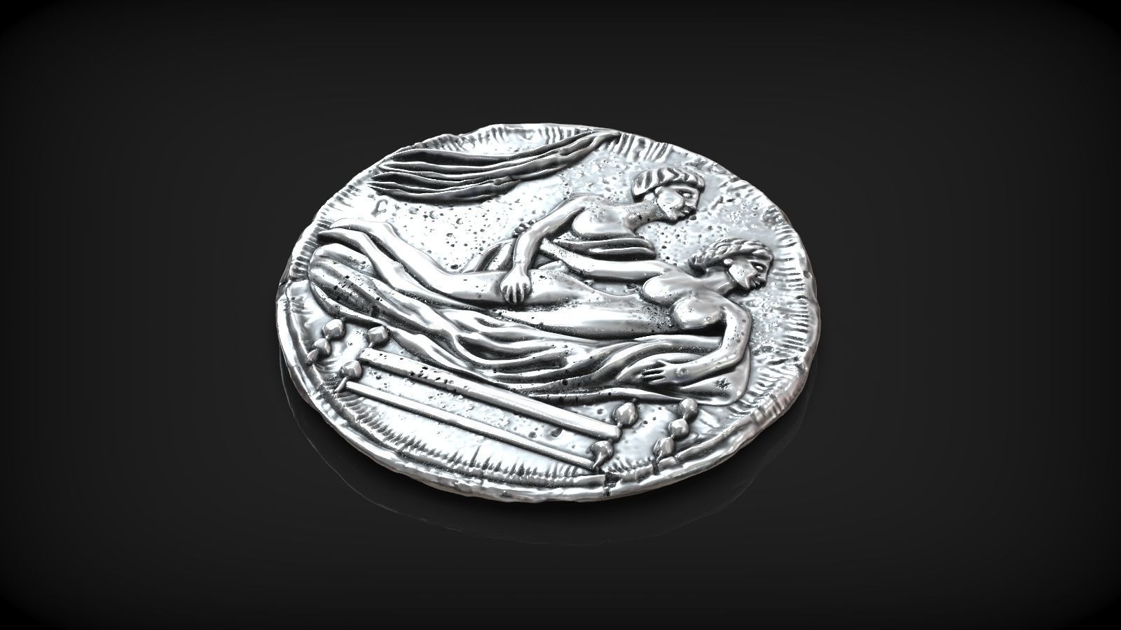 Spintria Rare Ancient Roman Token Antique Coin Number II 3D print model_3