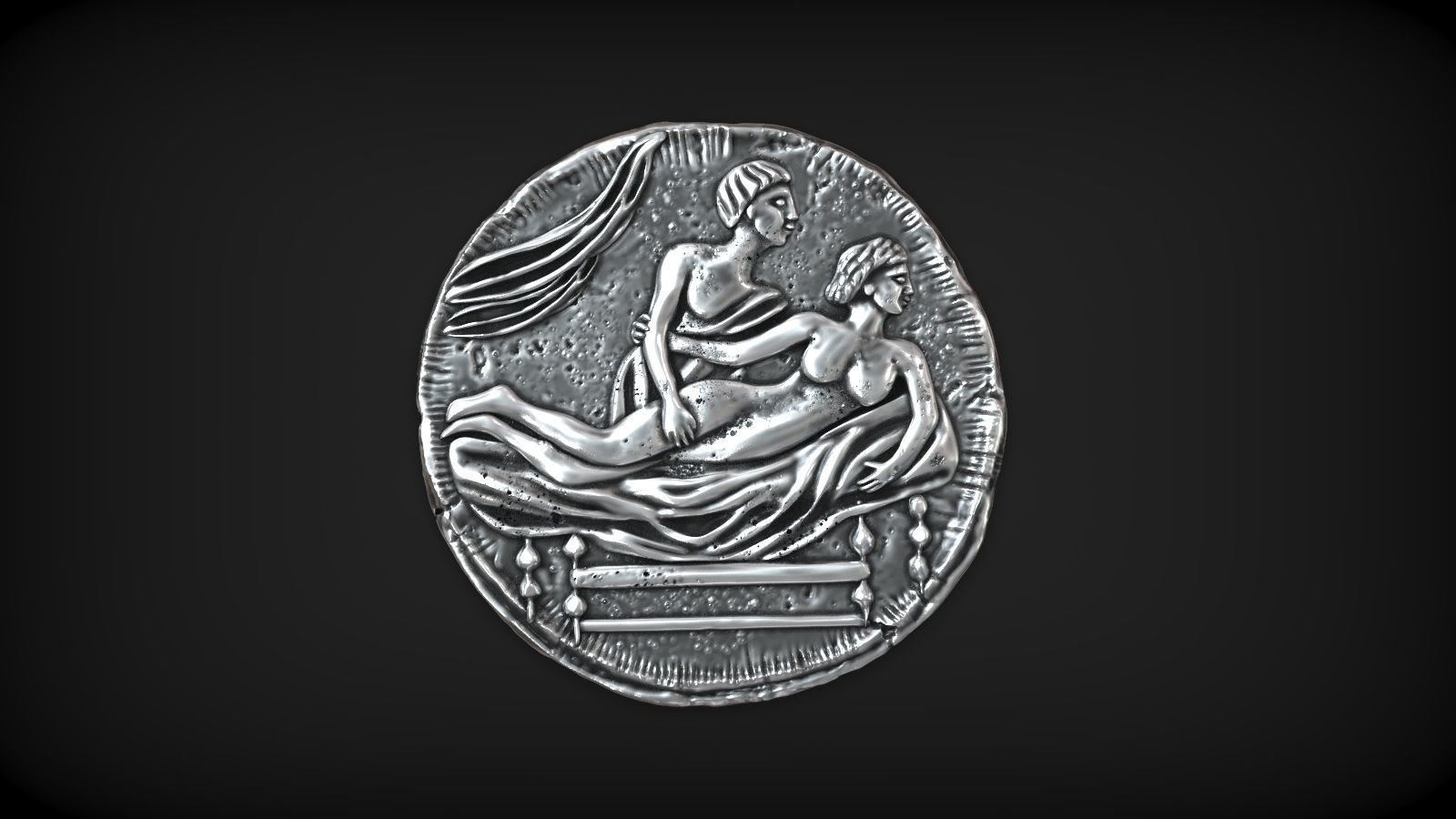 Spintria Rare Ancient Roman Token Antique Coin Number II 3D print model_1