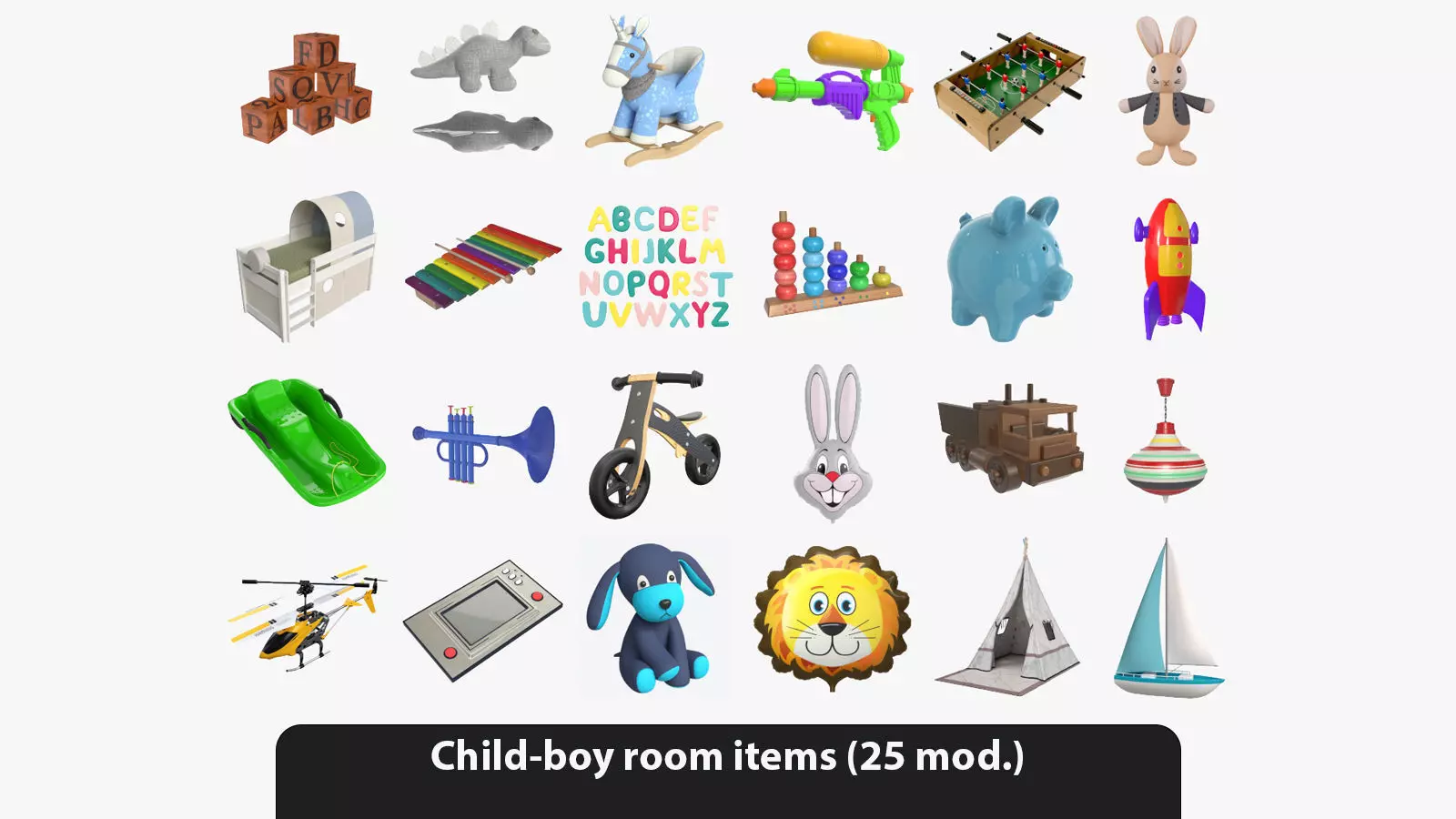 Child-boy room items 3D model