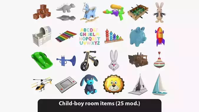 Child-boy room items 3D model