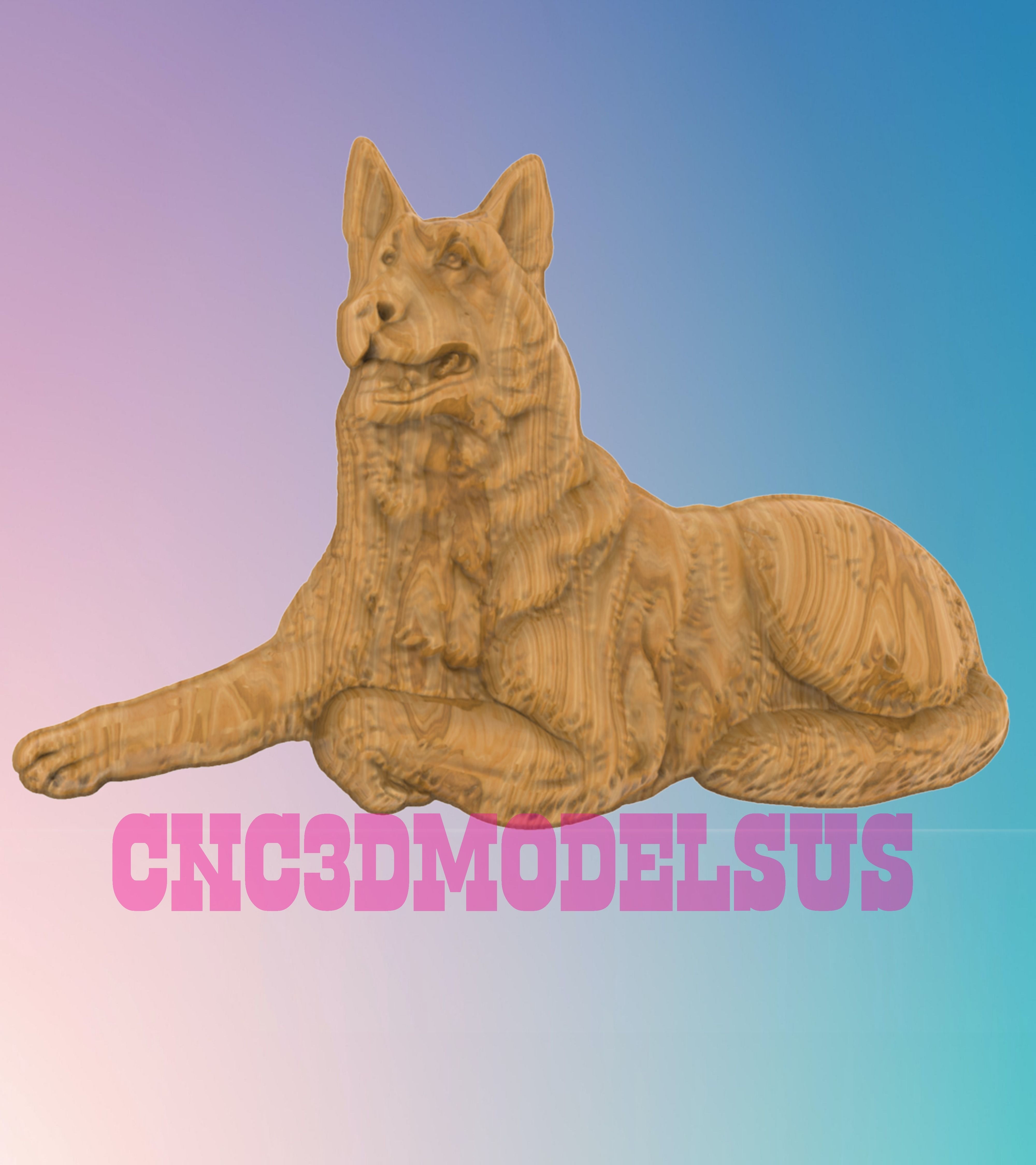 German Shepherd 3D MODEL STL FILE FOR CNC ROUTER LASER 3D print model_1