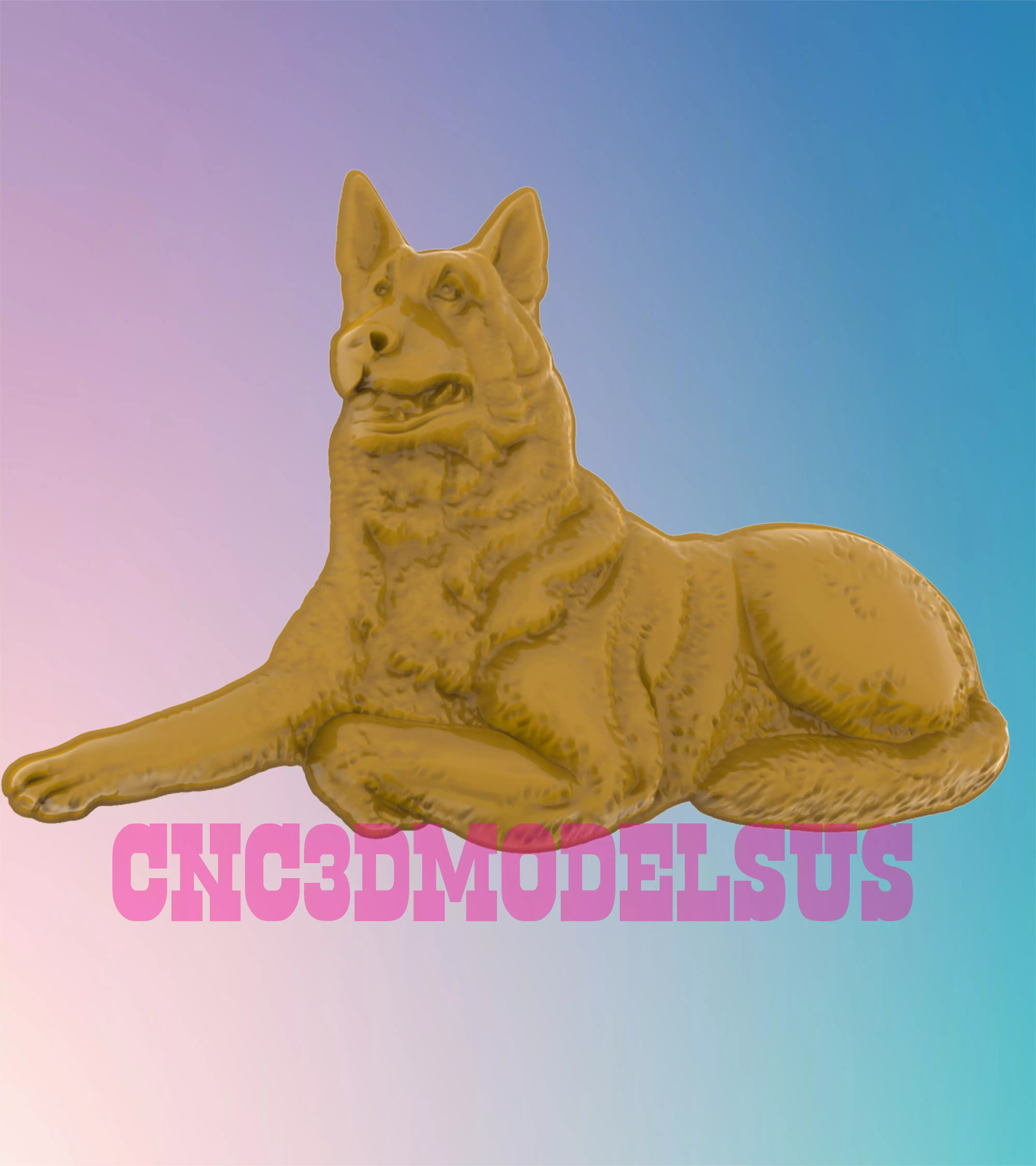 German Shepherd 3D MODEL STL FILE FOR CNC ROUTER LASER 3D print model_0