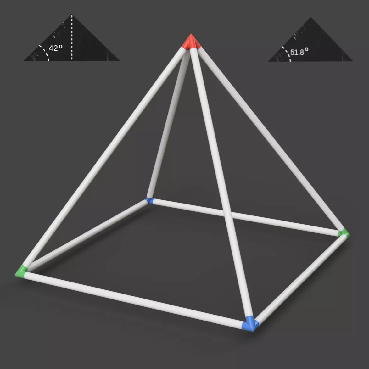Giza Pyramid Corner Joints for PVC Pipes 3D print model_0