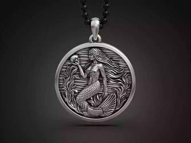 Mermaid siren seaweed pendant medallion