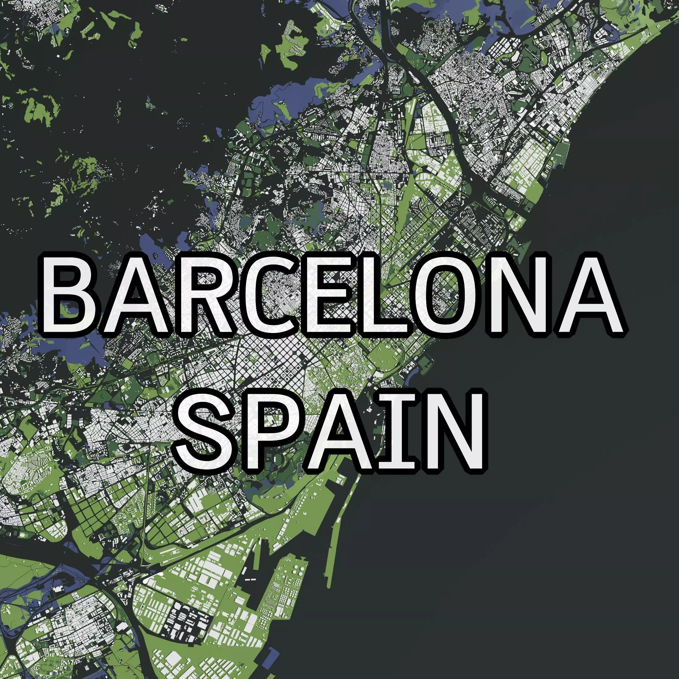 Barcelona Spain - city and mass buildings 3D model