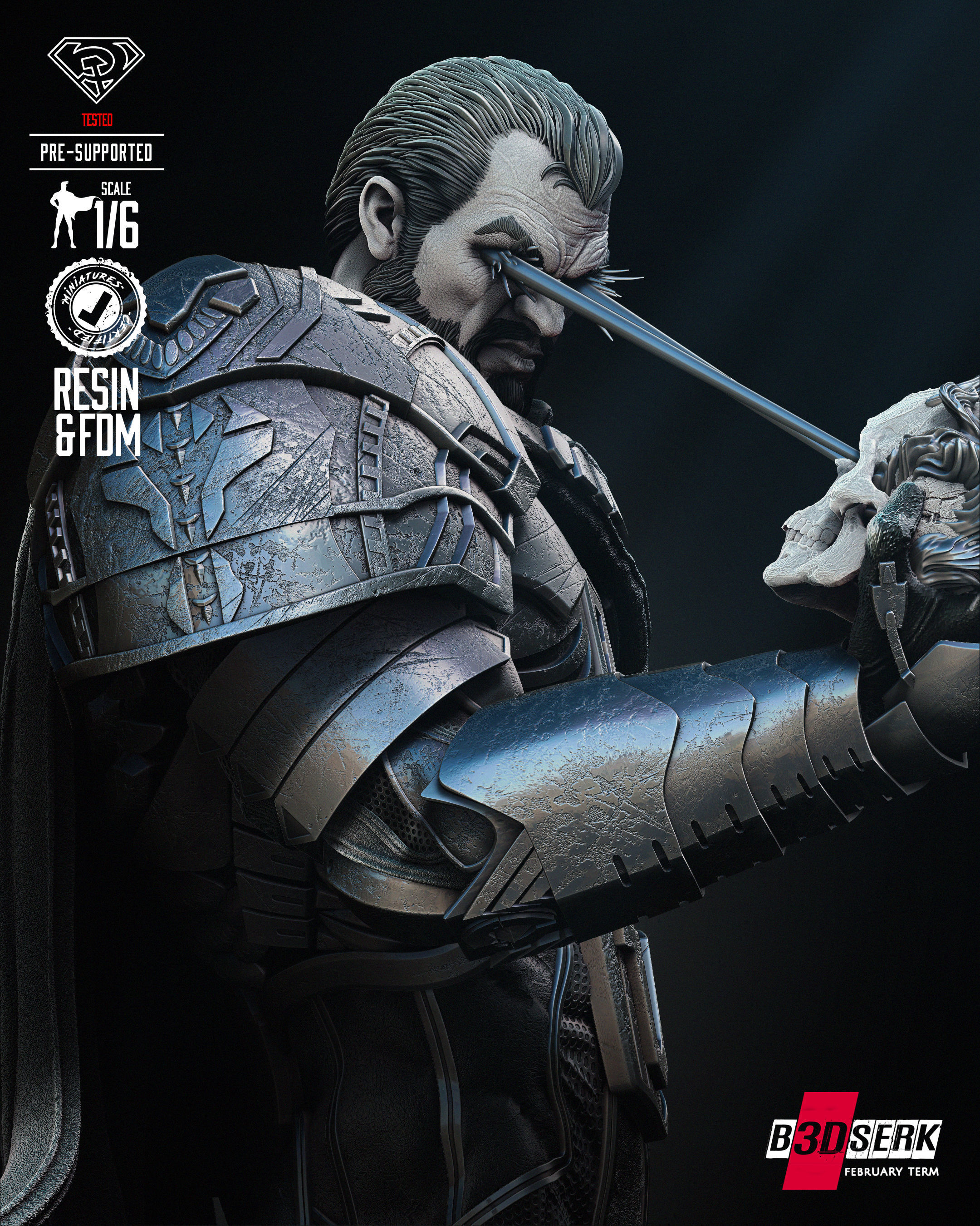 B3DSERK Zod Sculpture Tested for 3D printing 3D print model_26