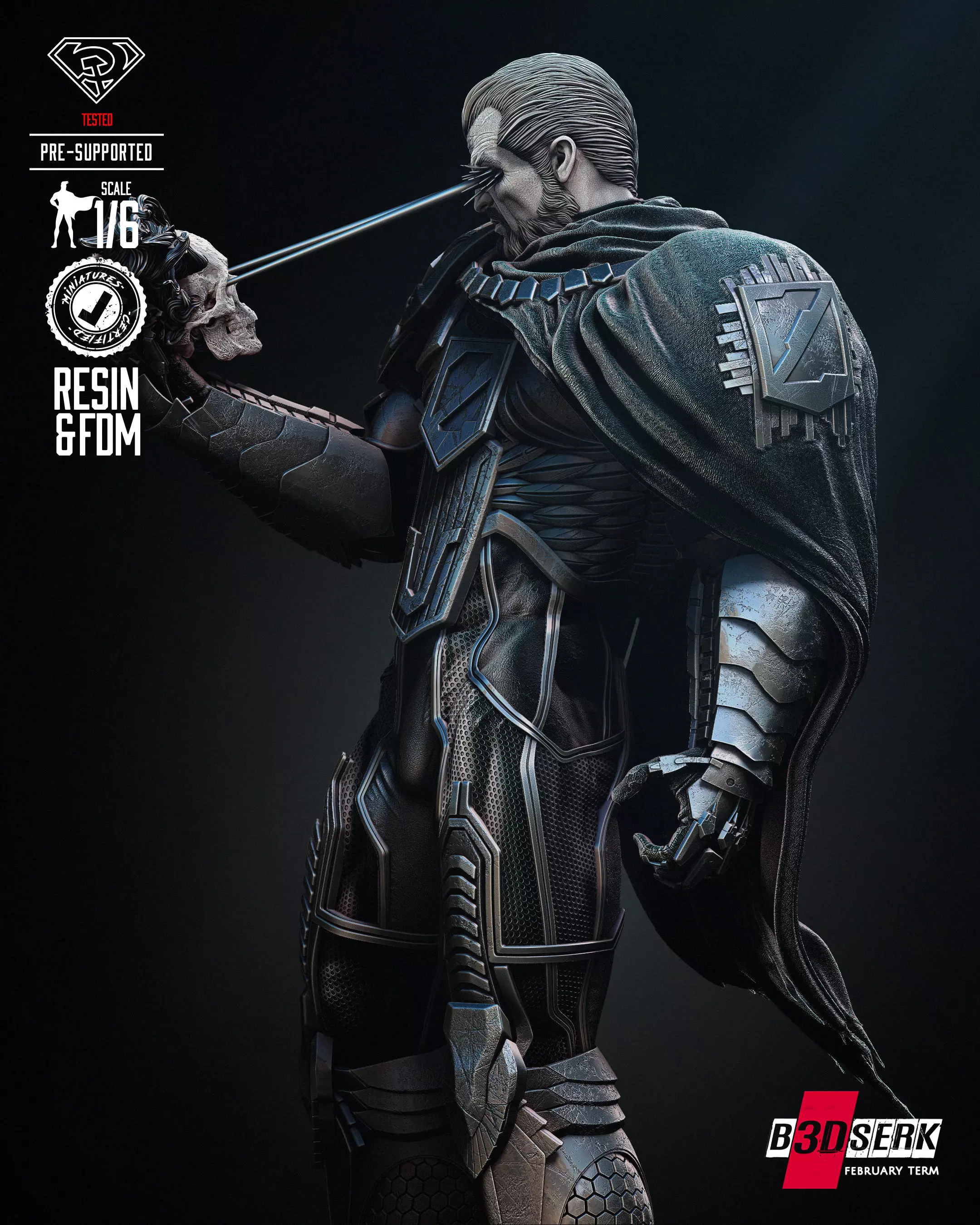 B3DSERK Zod Sculpture Tested for 3D printing 3D print model_0