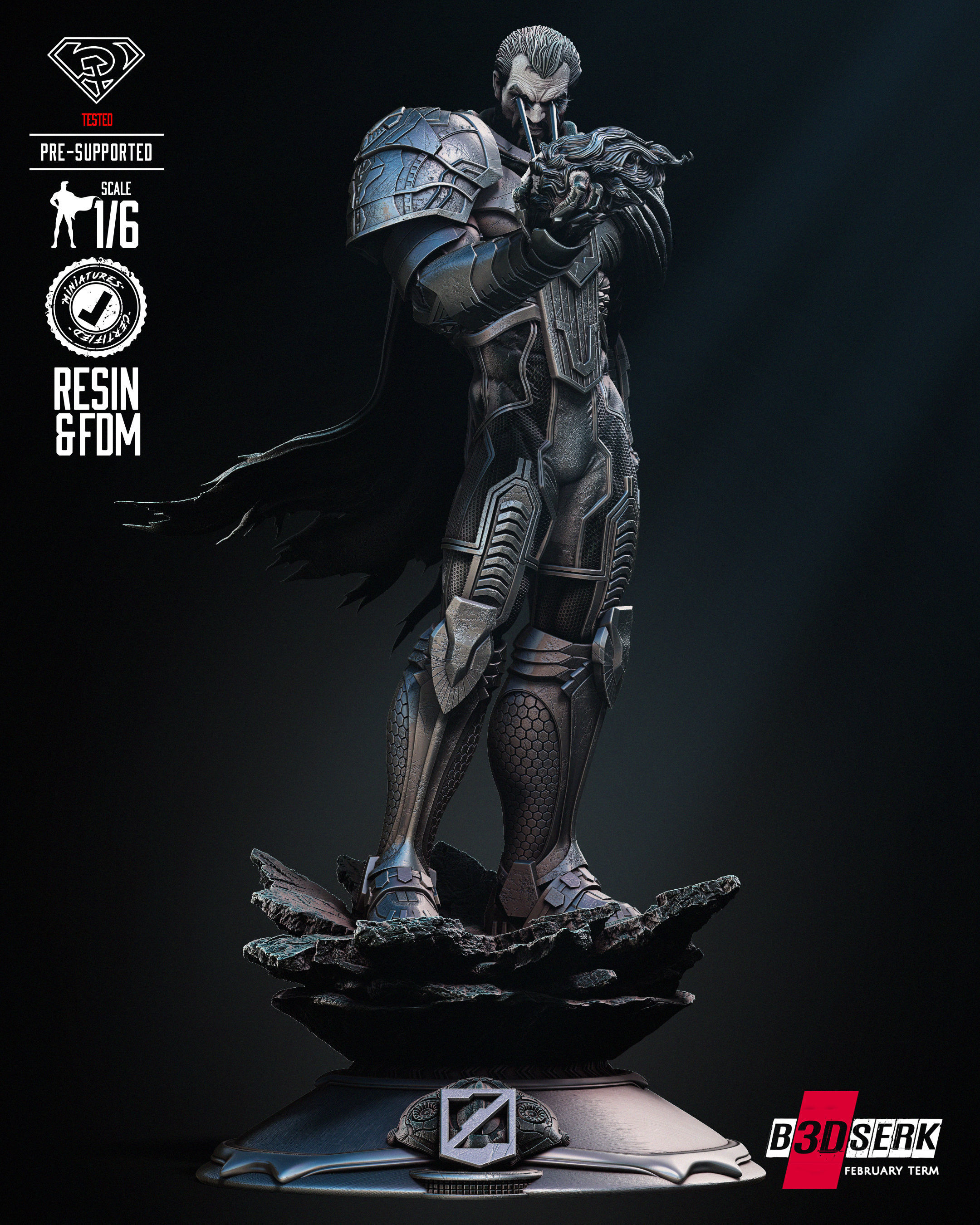 B3DSERK Zod Sculpture Tested for 3D printing 3D print model_38