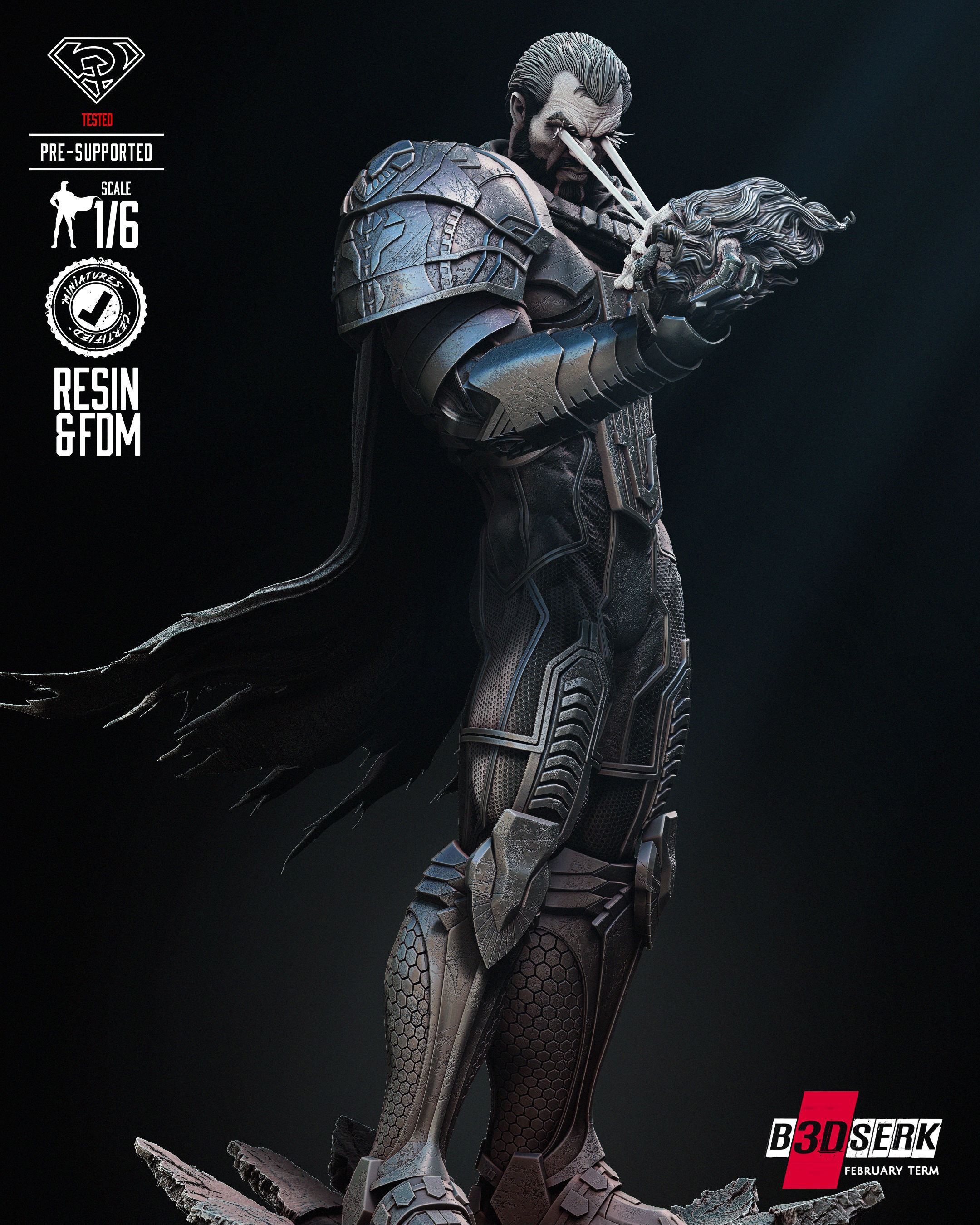 B3DSERK Zod Sculpture Tested for 3D printing 3D print model_3