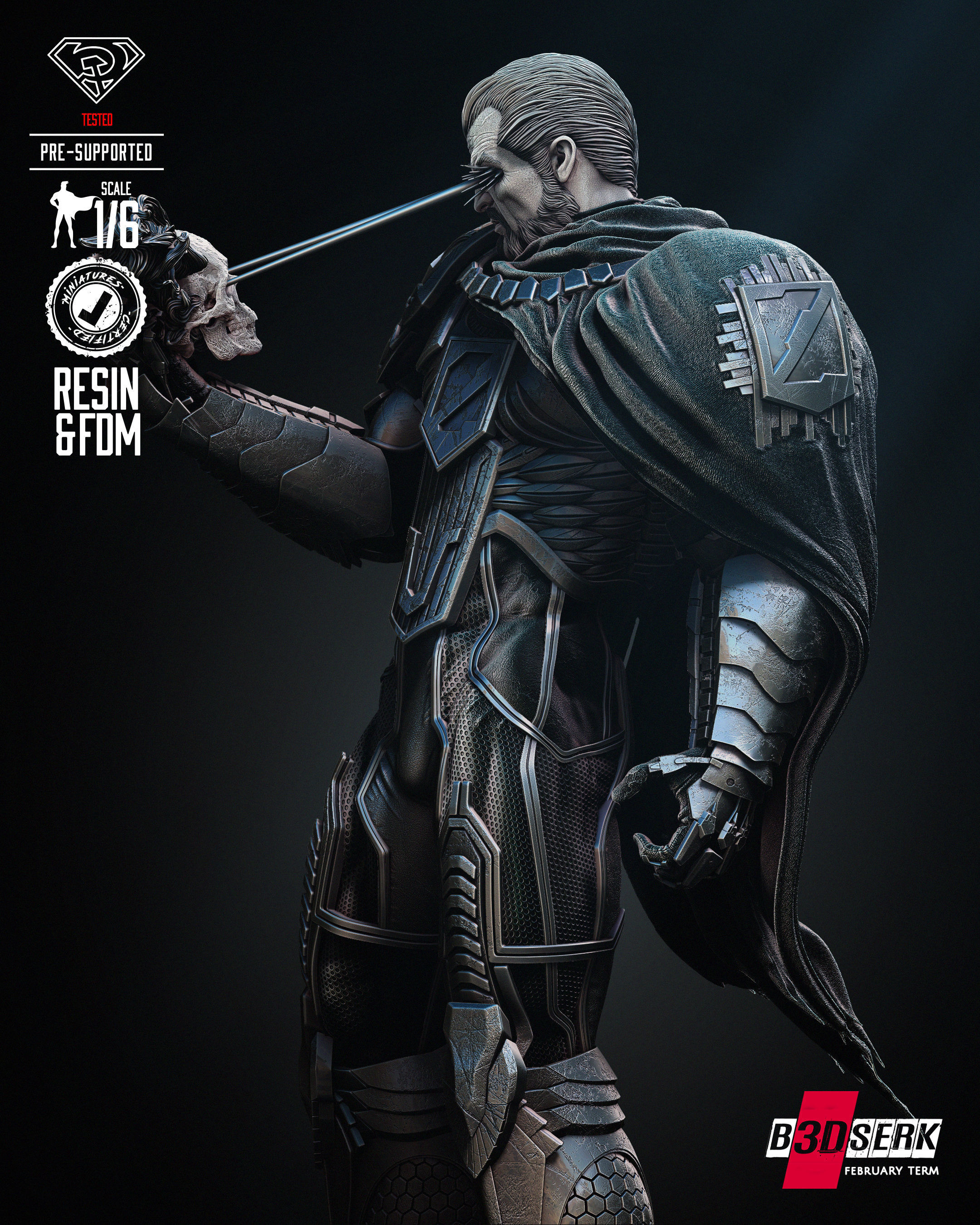 B3DSERK Zod Sculpture Tested for 3D printing 3D print model_23