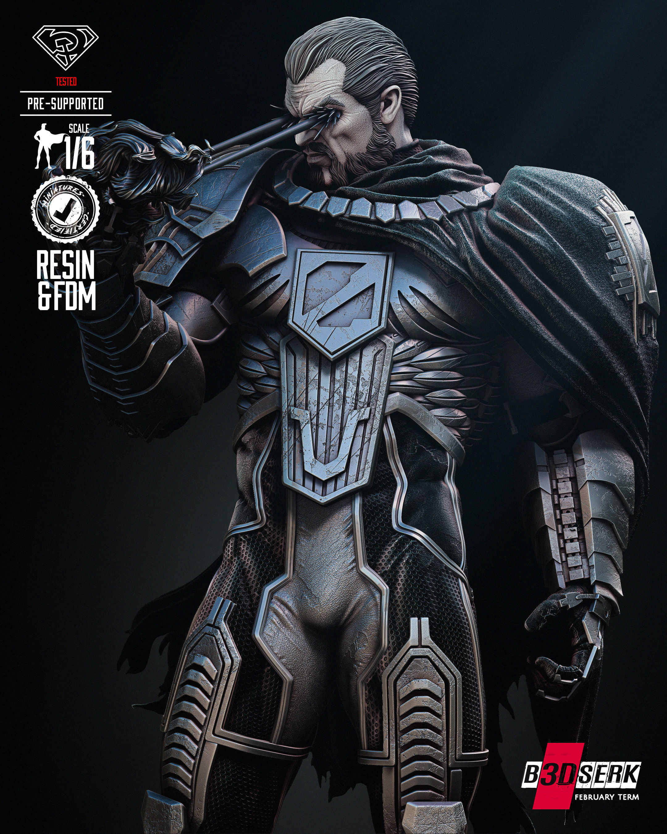 B3DSERK Zod Sculpture Tested for 3D printing 3D print model_43