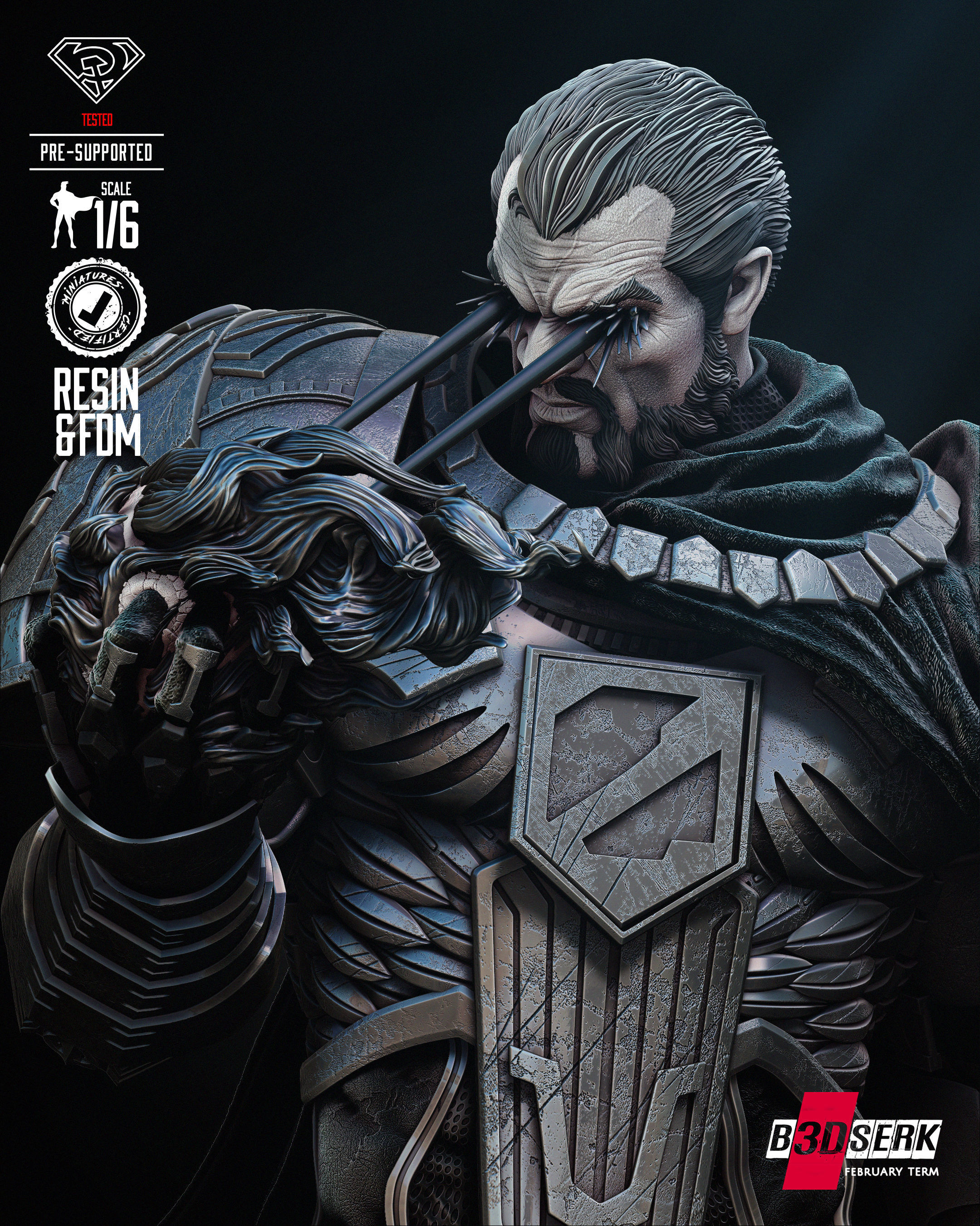 B3DSERK Zod Sculpture Tested for 3D printing 3D print model_42