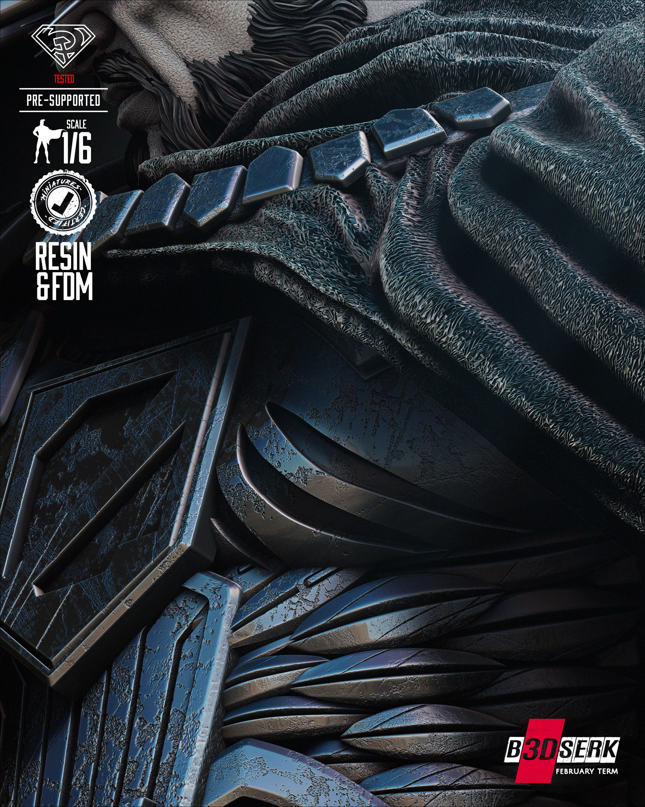 B3DSERK Zod Sculpture Tested for 3D printing 3D print model_12