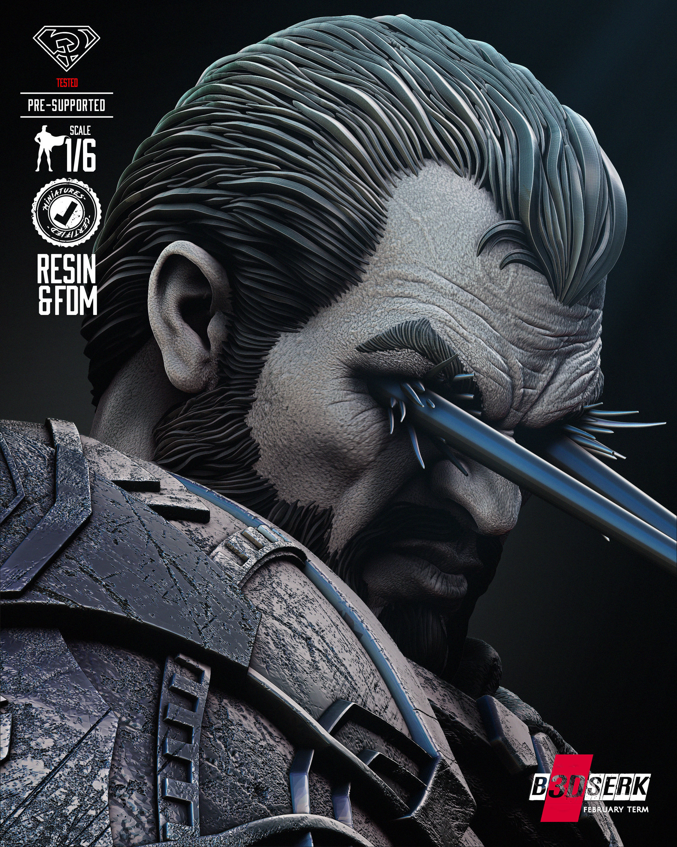 B3DSERK Zod Sculpture Tested for 3D printing 3D print model_53
