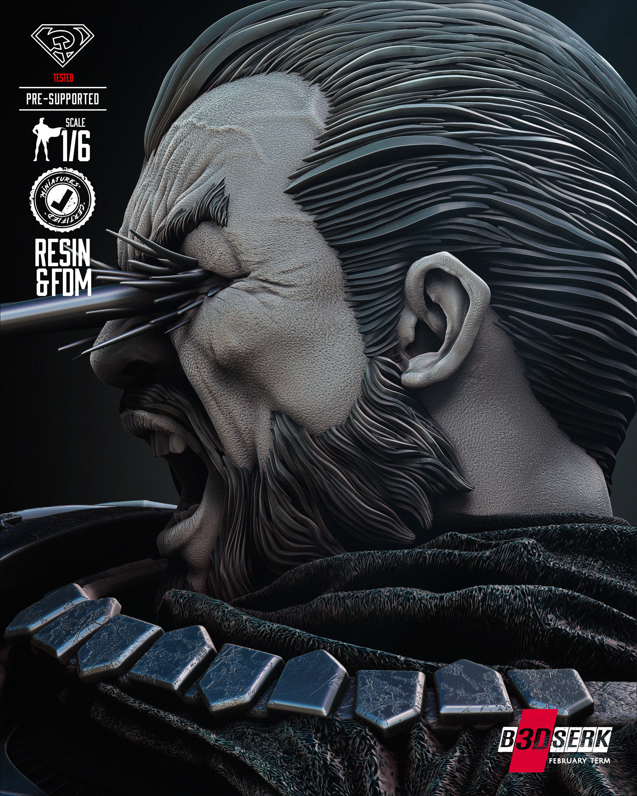 B3DSERK Zod Sculpture Tested for 3D printing 3D print model_36