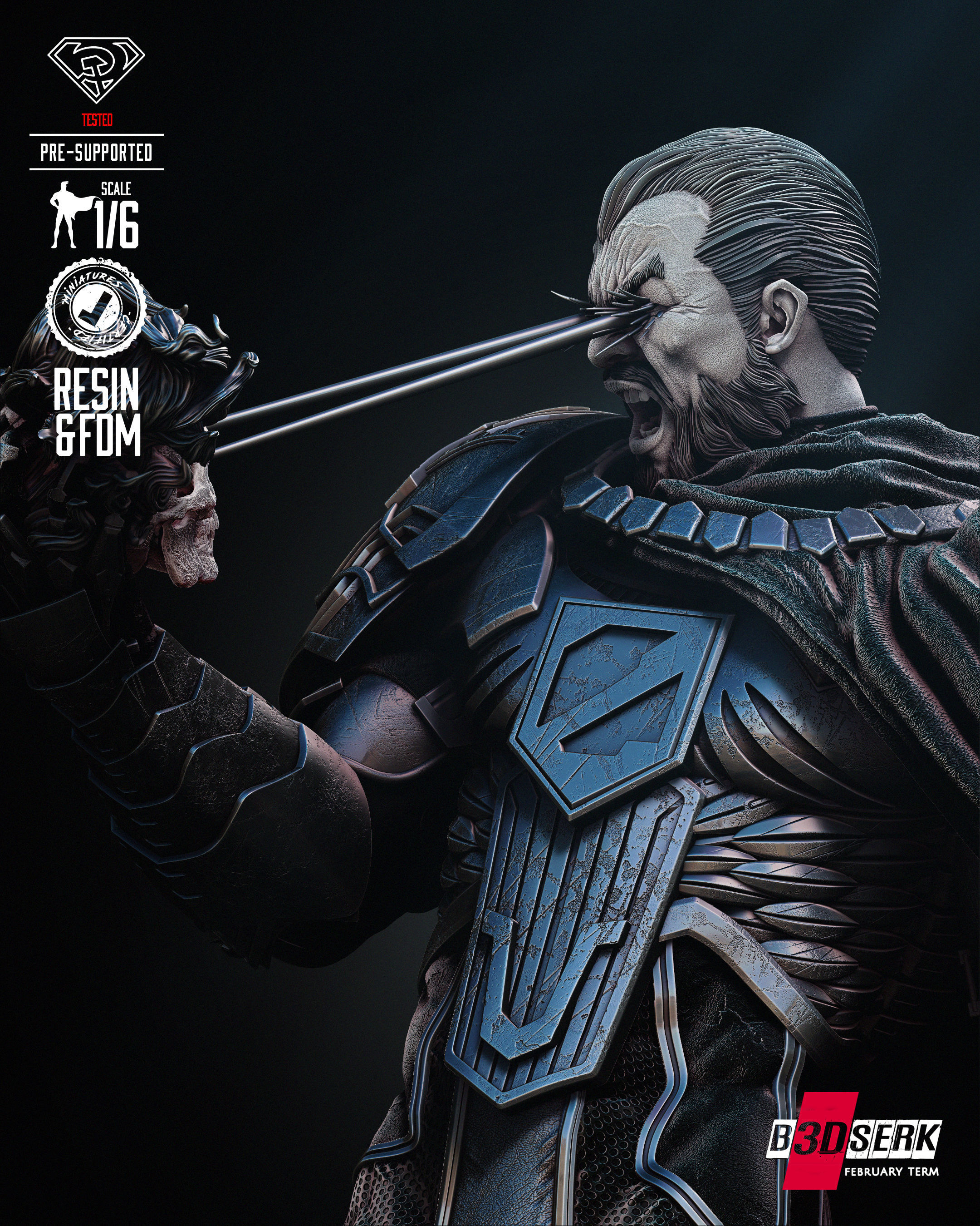 B3DSERK Zod Sculpture Tested for 3D printing 3D print model_25
