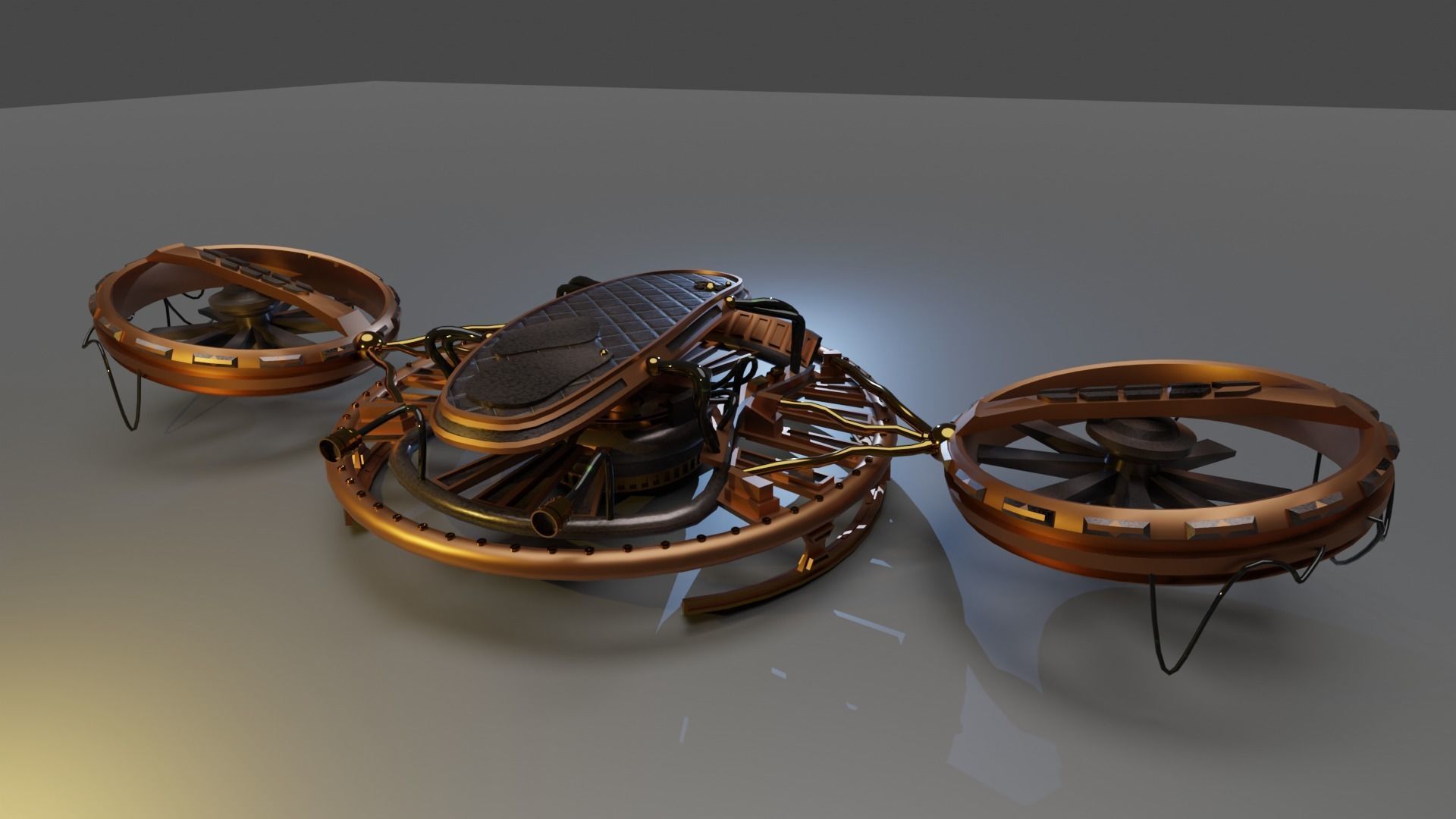 Steampunk Drone Flyboard Low-poly 3D model_1