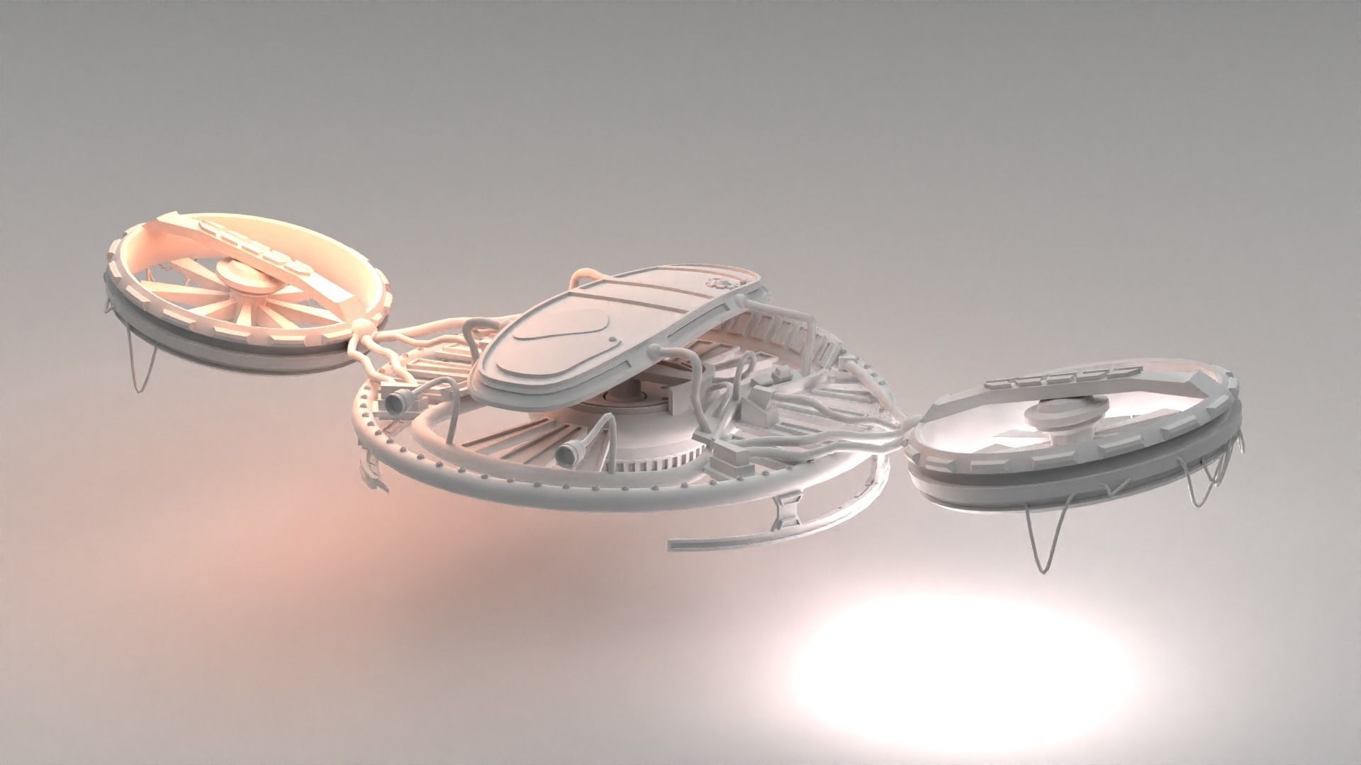 Steampunk Drone Flyboard Low-poly 3D model_2