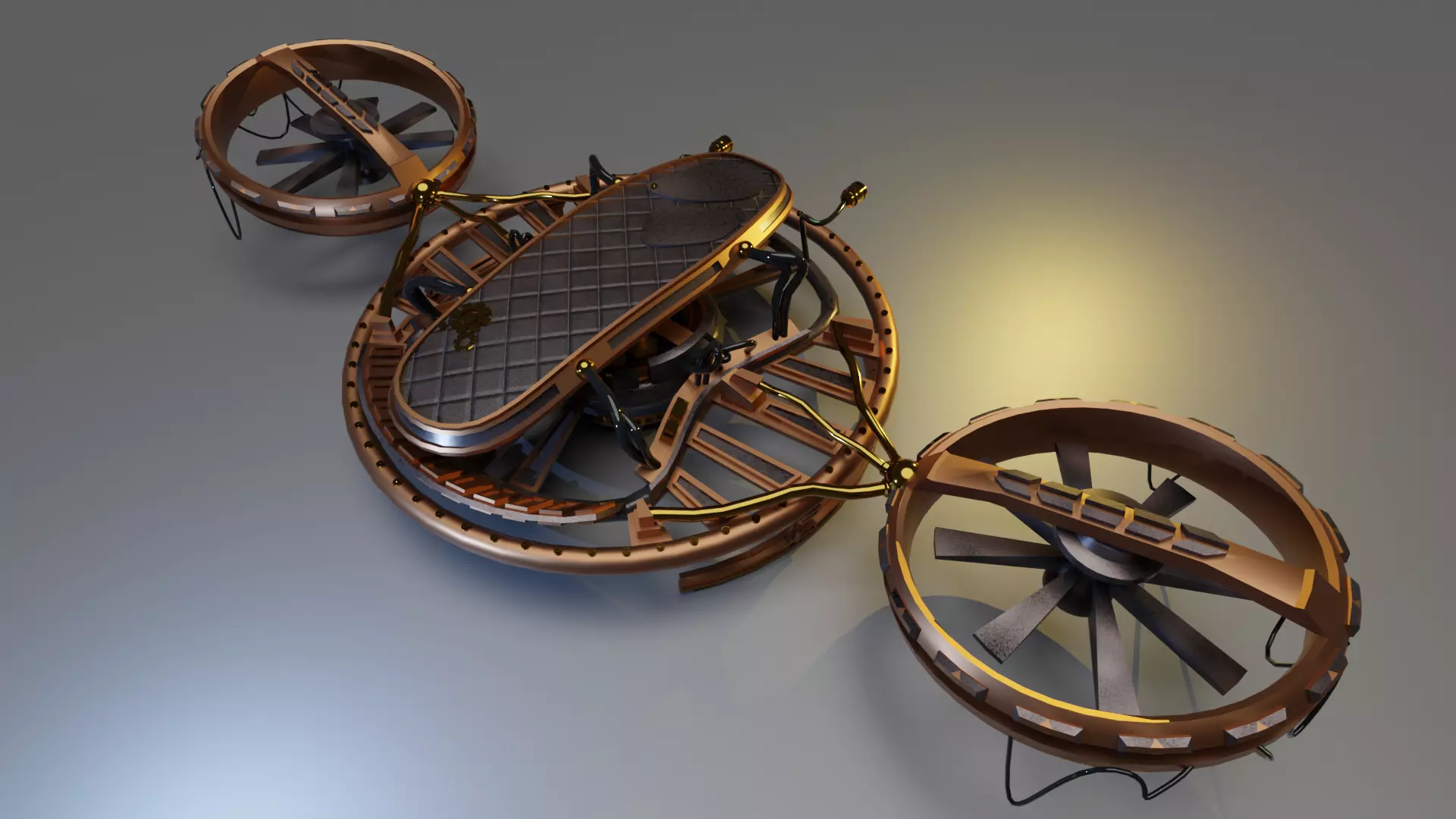 Steampunk Drone Flyboard Low-poly 3D model_0
