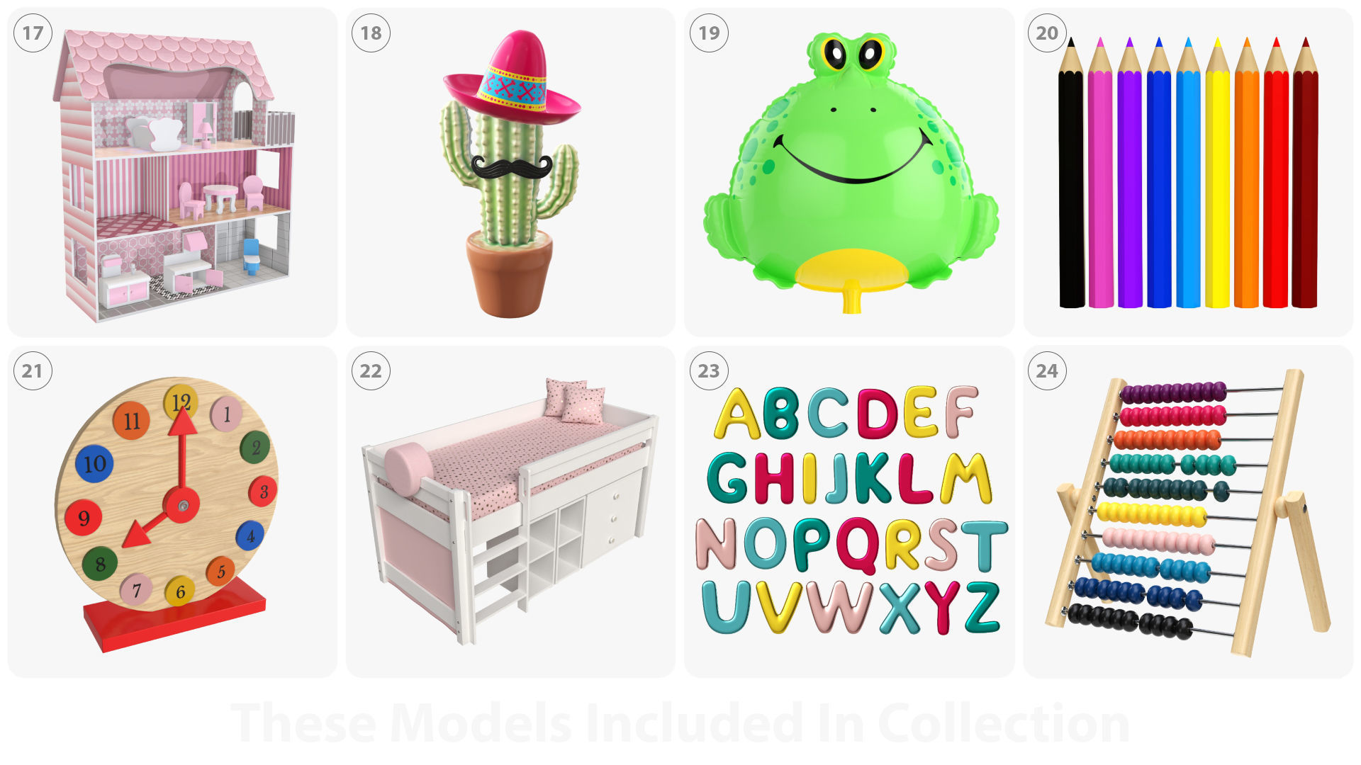 Child-girl room items 3D model_3
