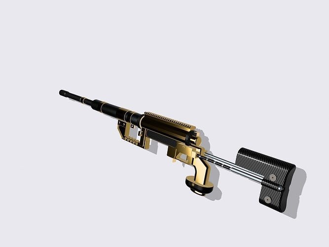 Gold and Carbon Sniper Gun CheyTac M200 Version 3D model