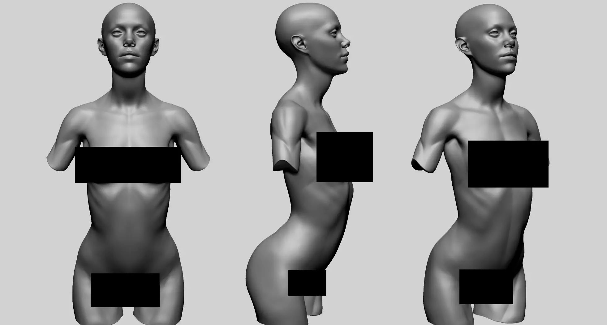 Female Upper Body 3D model_0