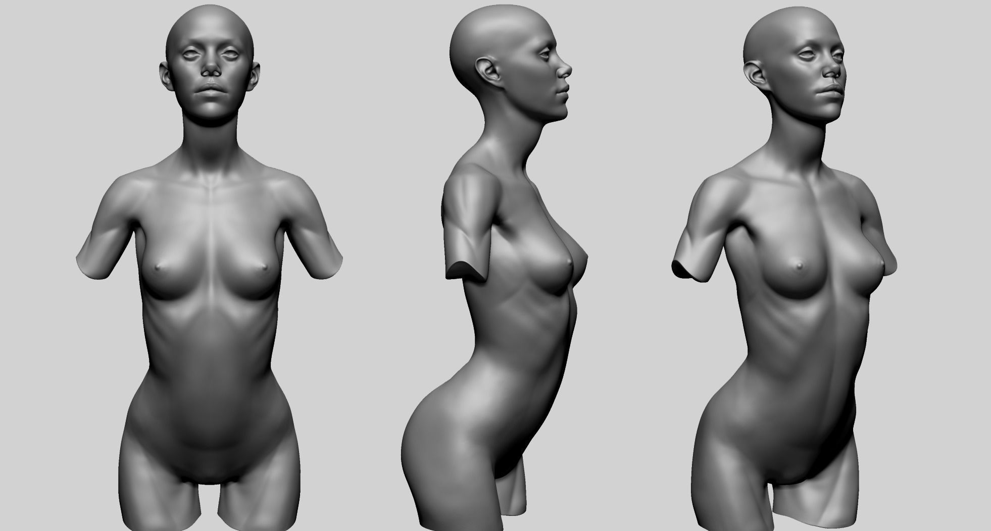 Female Upper Body 3D model_1