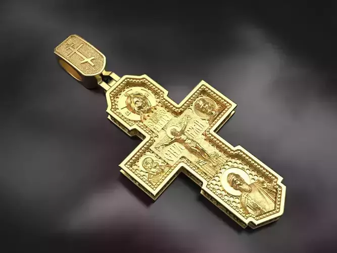 Cross Pendant With Holy Icons 