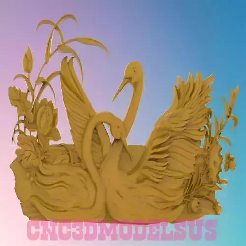  Two Swans in love 3D MODEL STL FILE FOR CNC ROUTER LASER