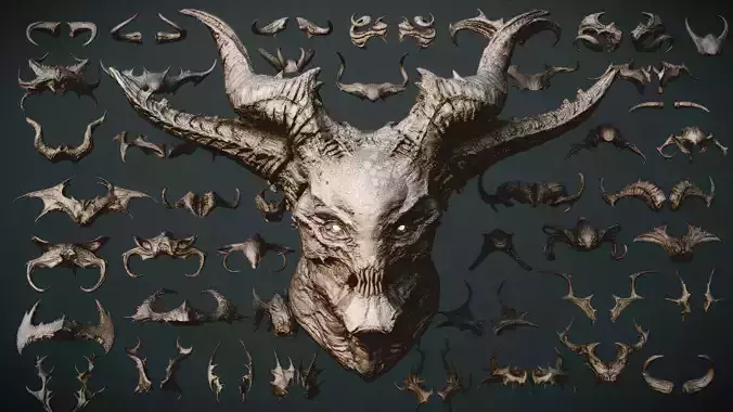 Horns Volume 2 x65 Horns for Quick Kitbash etc 3D model