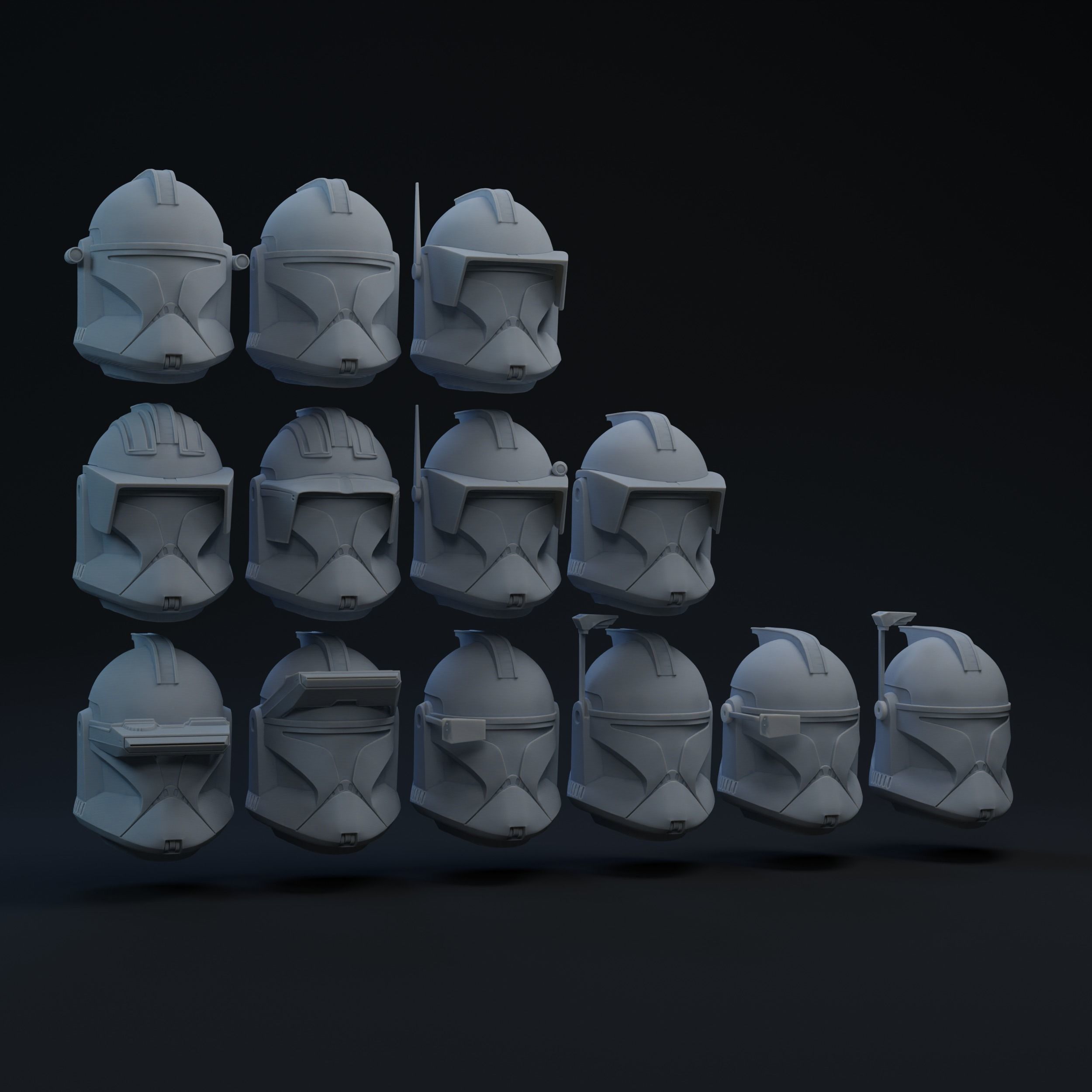Phase 1 Clone Helmets one-twelfth Scale 3D print model_2