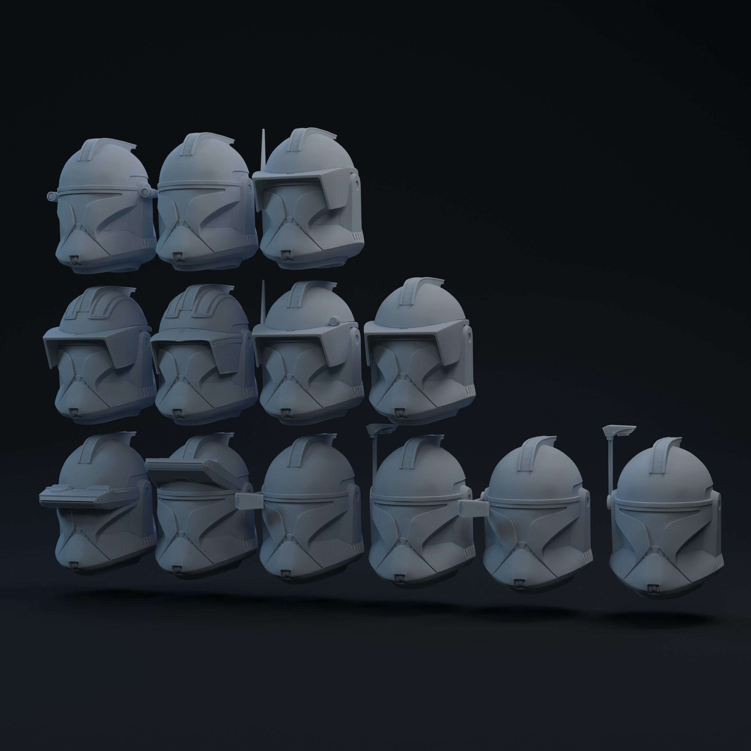Phase 1 Clone Helmets one-twelfth Scale 3D print model_1