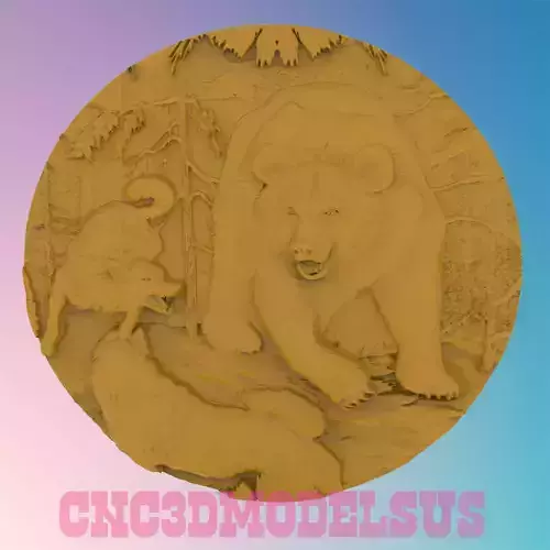Bear fighting wolves 3D MODEL STL FILE FOR CNC ROUTER LASER