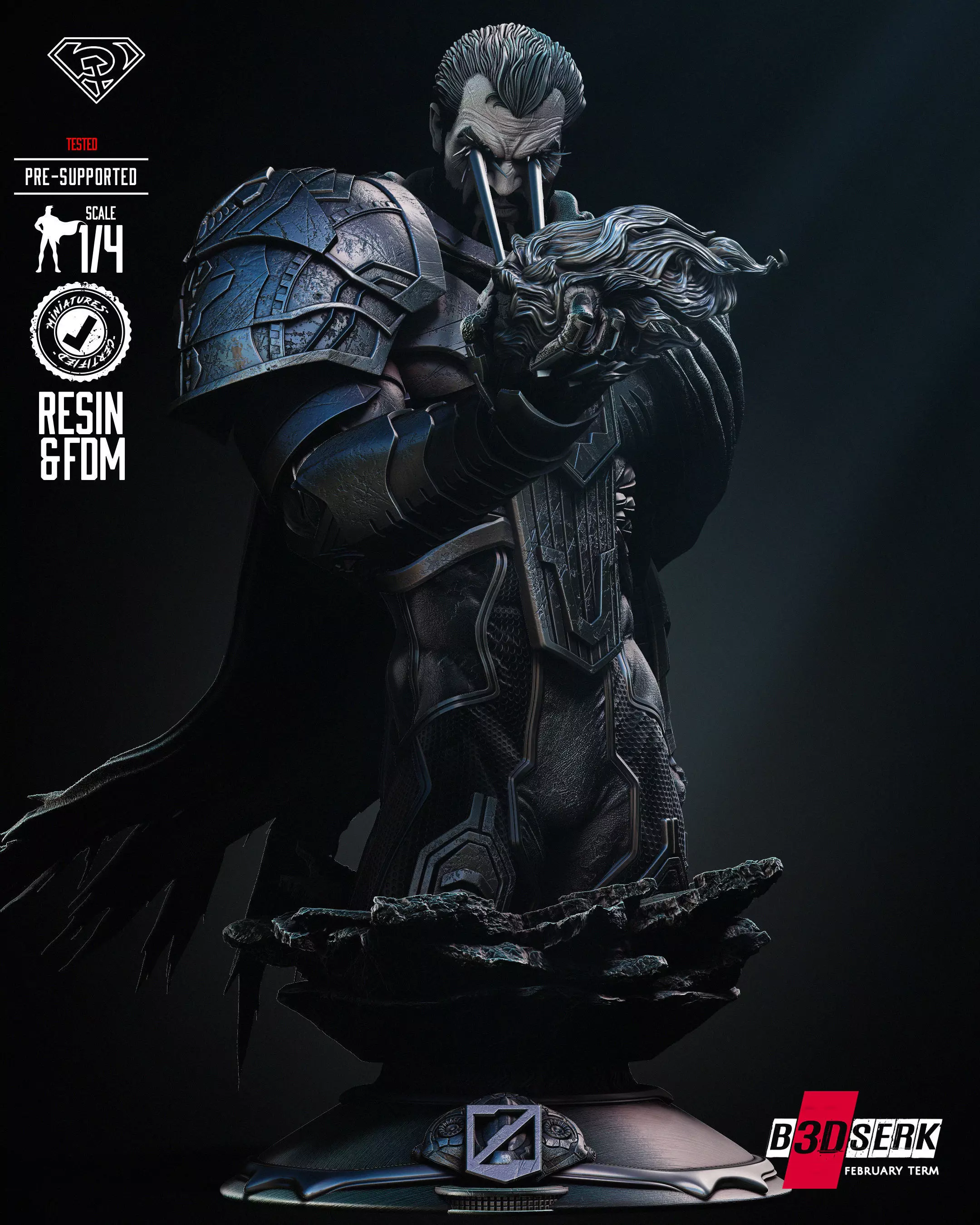 B3DSERK Zod Bust Tested for 3D printing 3D print model