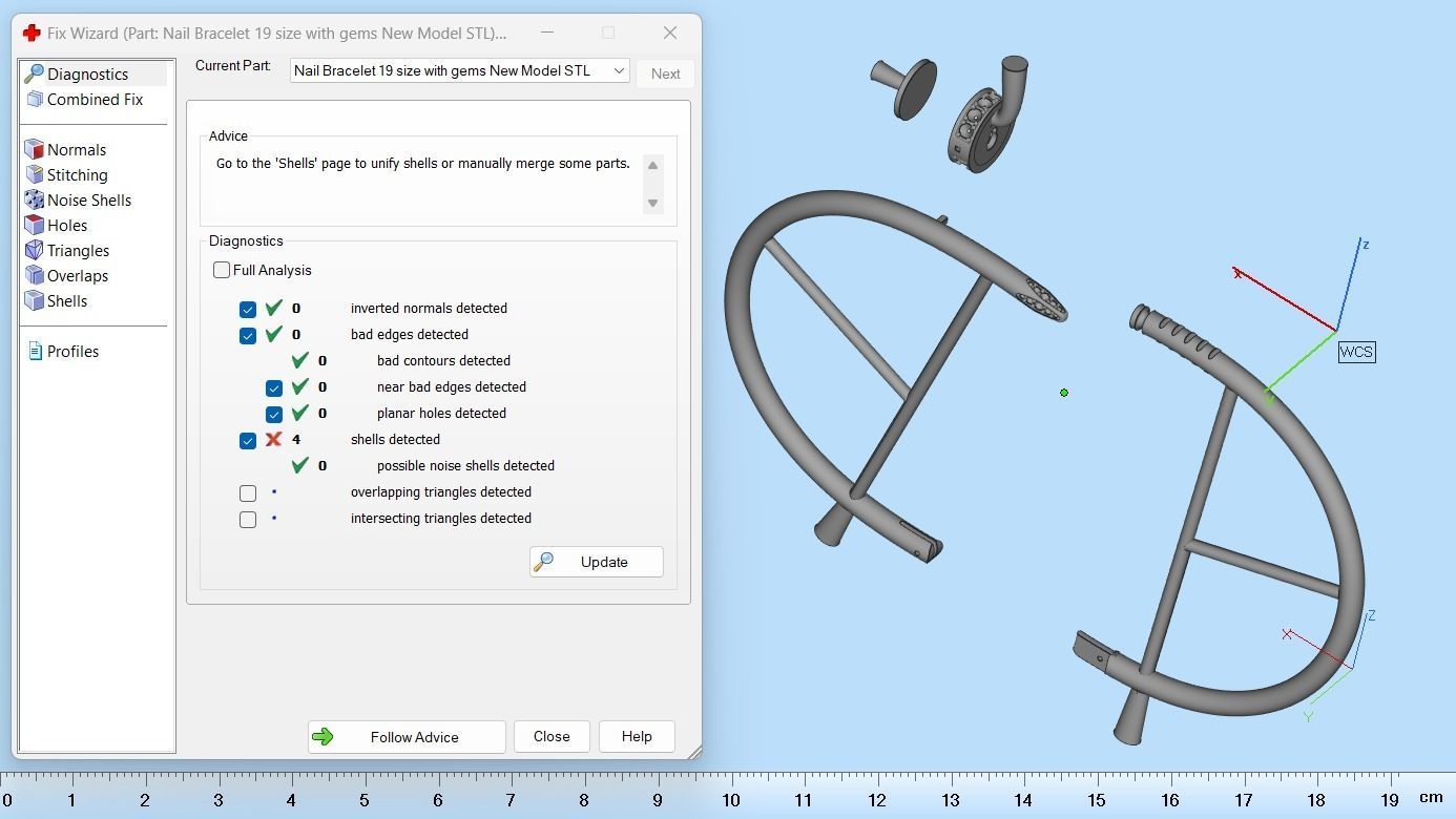  Juste un clou Bracelet 19 Size with Gems N87 3D print model_8
