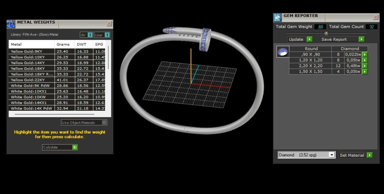  Juste un clou Bracelet 19 Size with Gems N87 3D print model_7