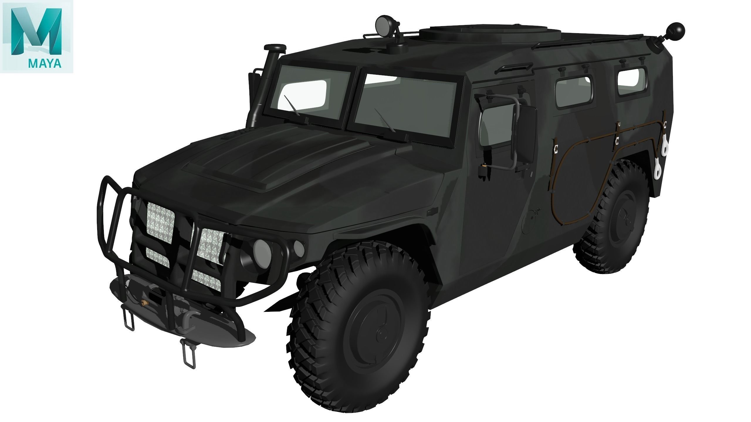 GAZ 2975 Tiger Low-poly 3D model_28