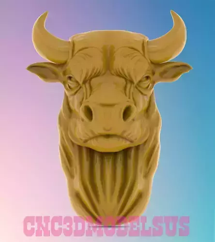 Bull Head 3 3D MODEL STL FILE FOR CNC ROUTER LASER 3D print model