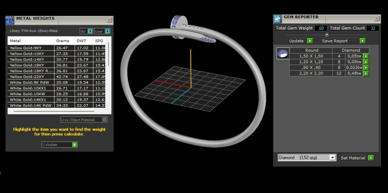 Juste un clou Bracelet 20 Size with Gems N88 3D print model_8