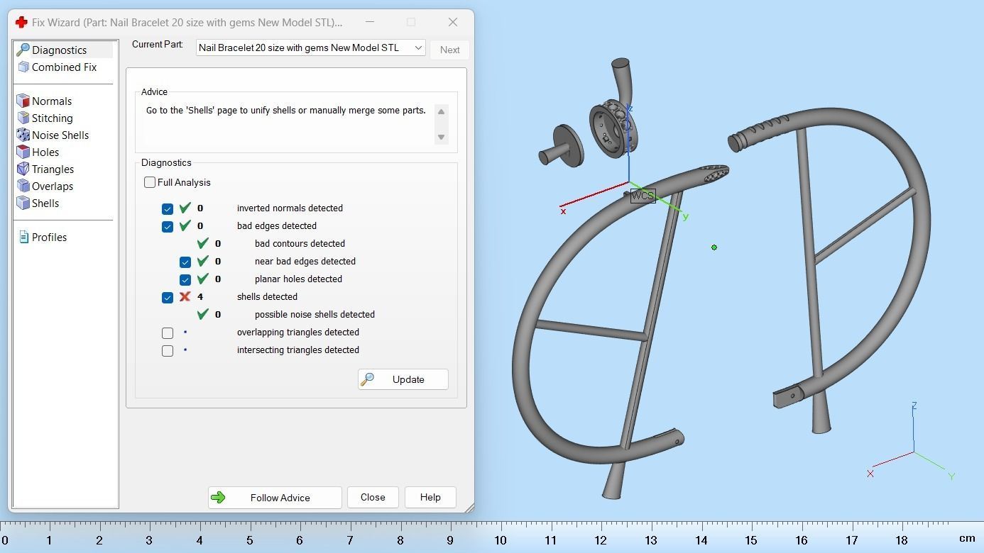 Juste un clou Bracelet 20 Size with Gems N88 3D print model_7