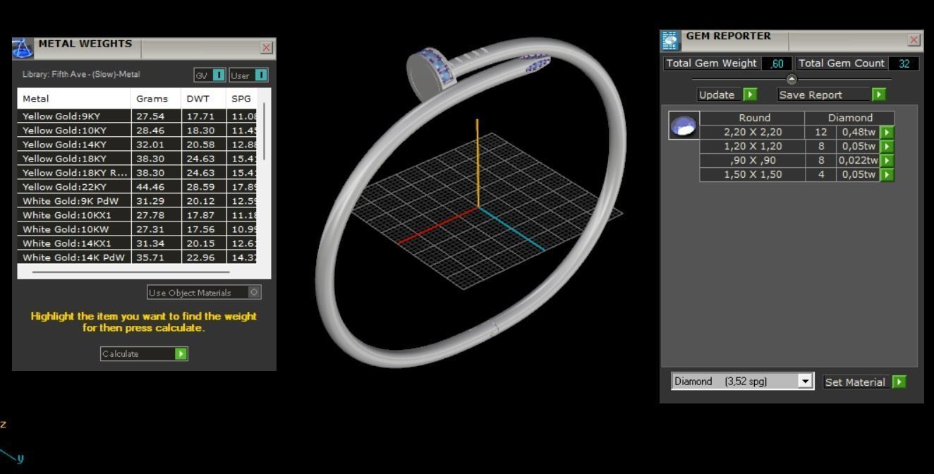 Juste un clou Bracelet 21 Size with Gems N89 3D print model_9