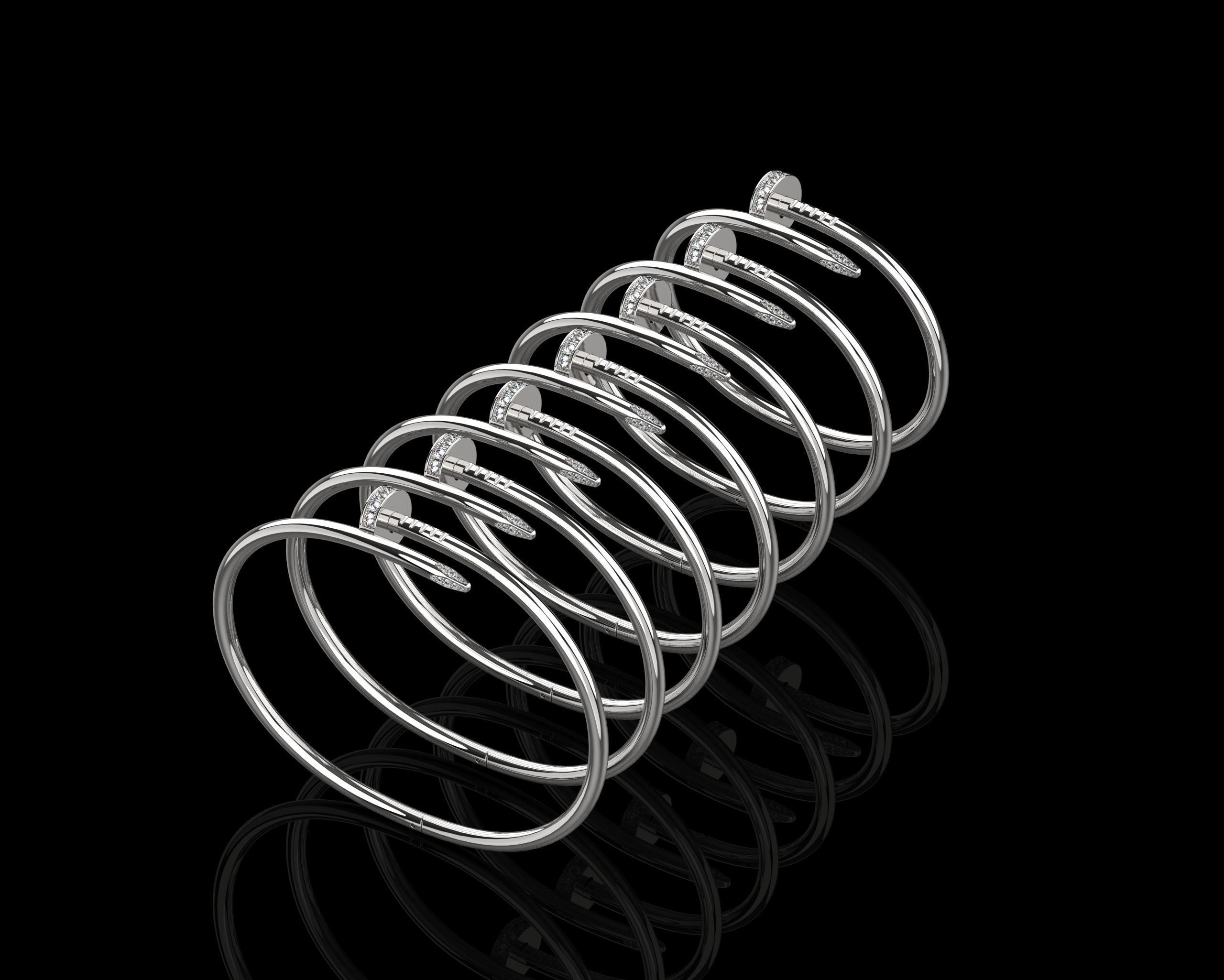 Juste un clou Bracelet with Gems in different sizes 15 to 21 N90 3D Model Collection_6