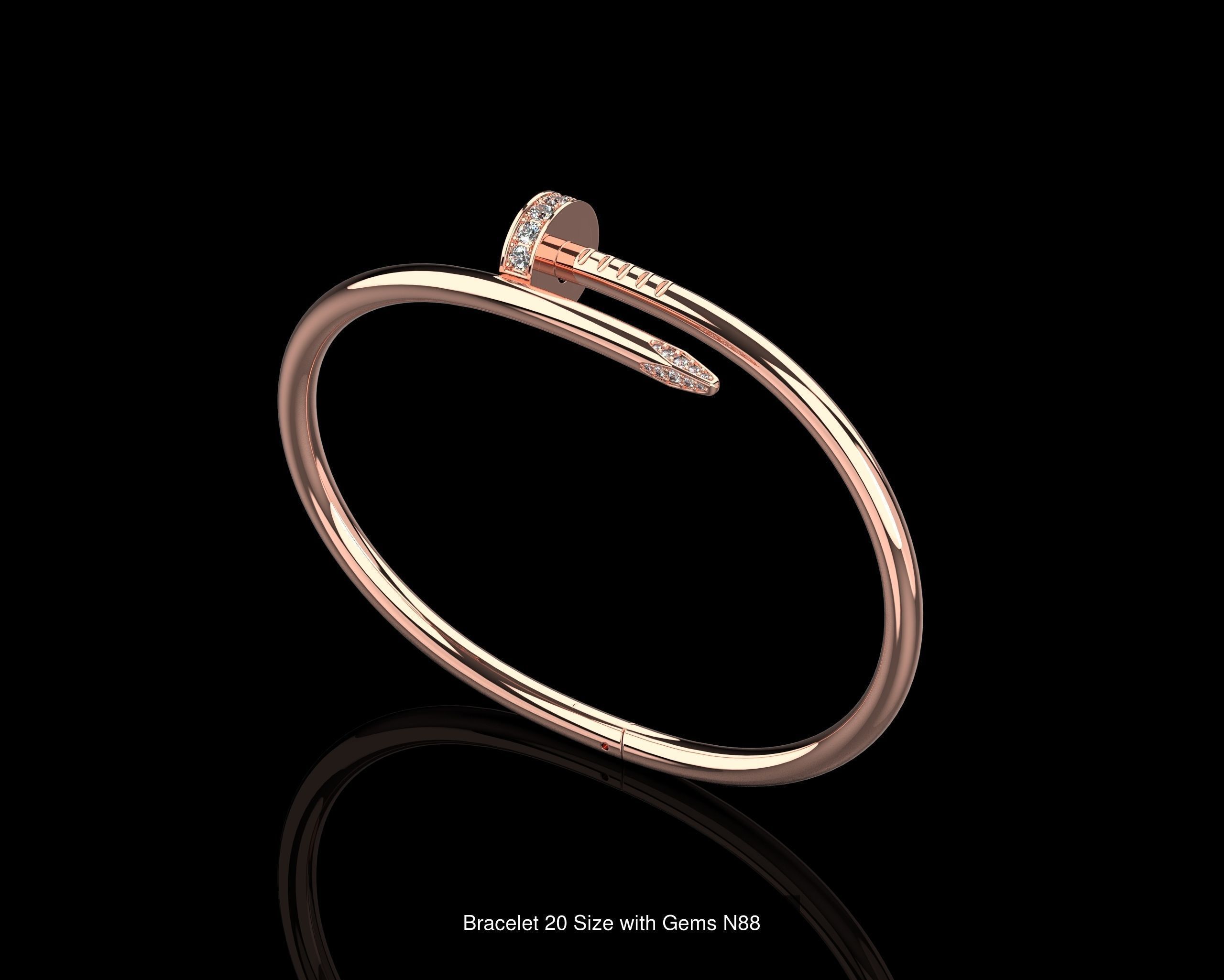 Juste un clou Bracelet with Gems in different sizes 15 to 21 N90 3D Model Collection_12